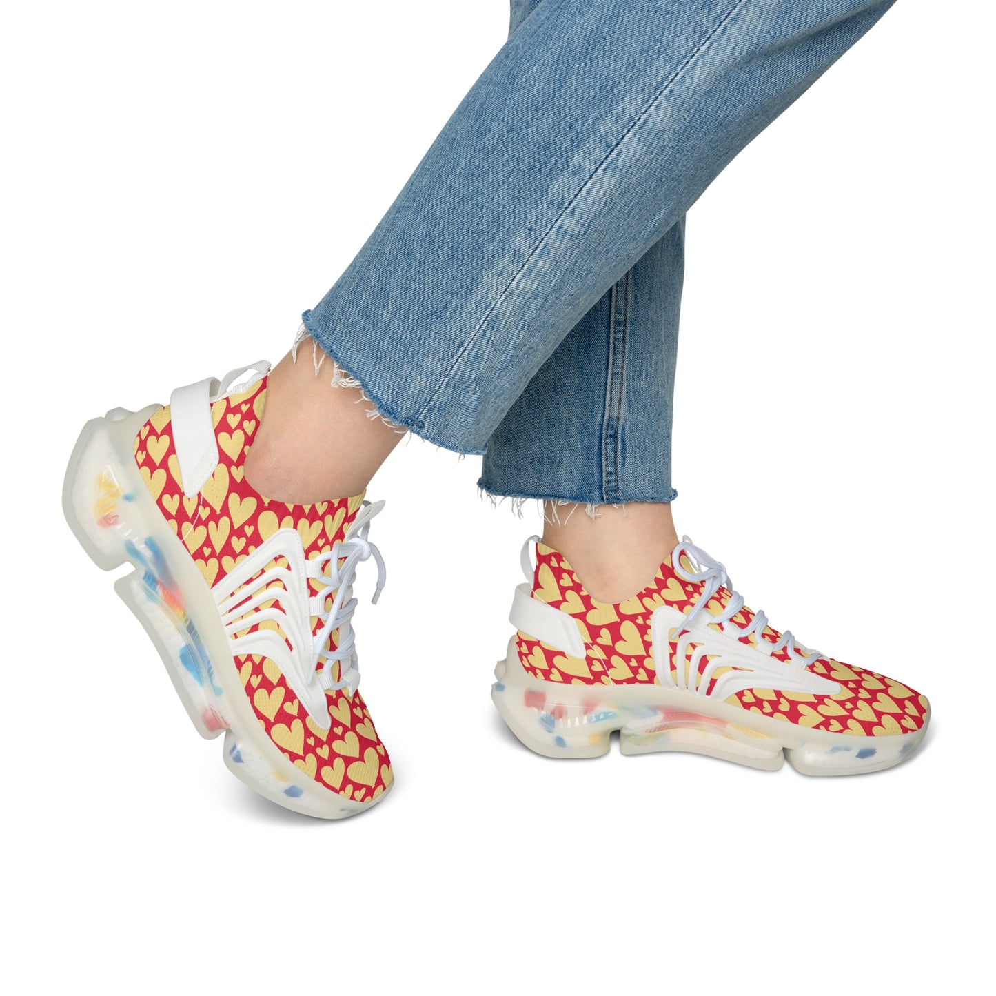 Damen Sneaker mit Herzmuster – Stylische Sportschuhe