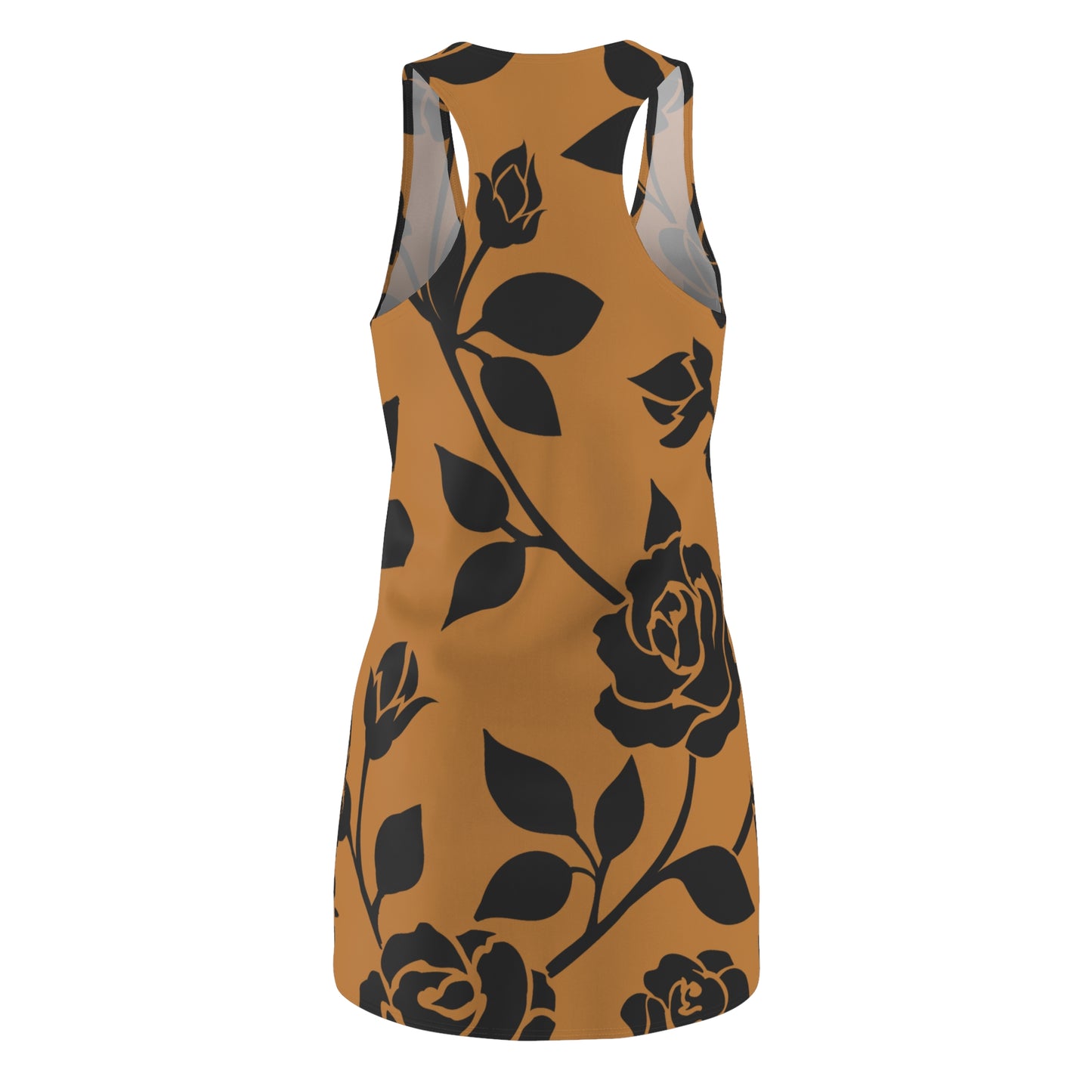 Rosen Racerback Kleid – Elegant Schwarz Braun Design