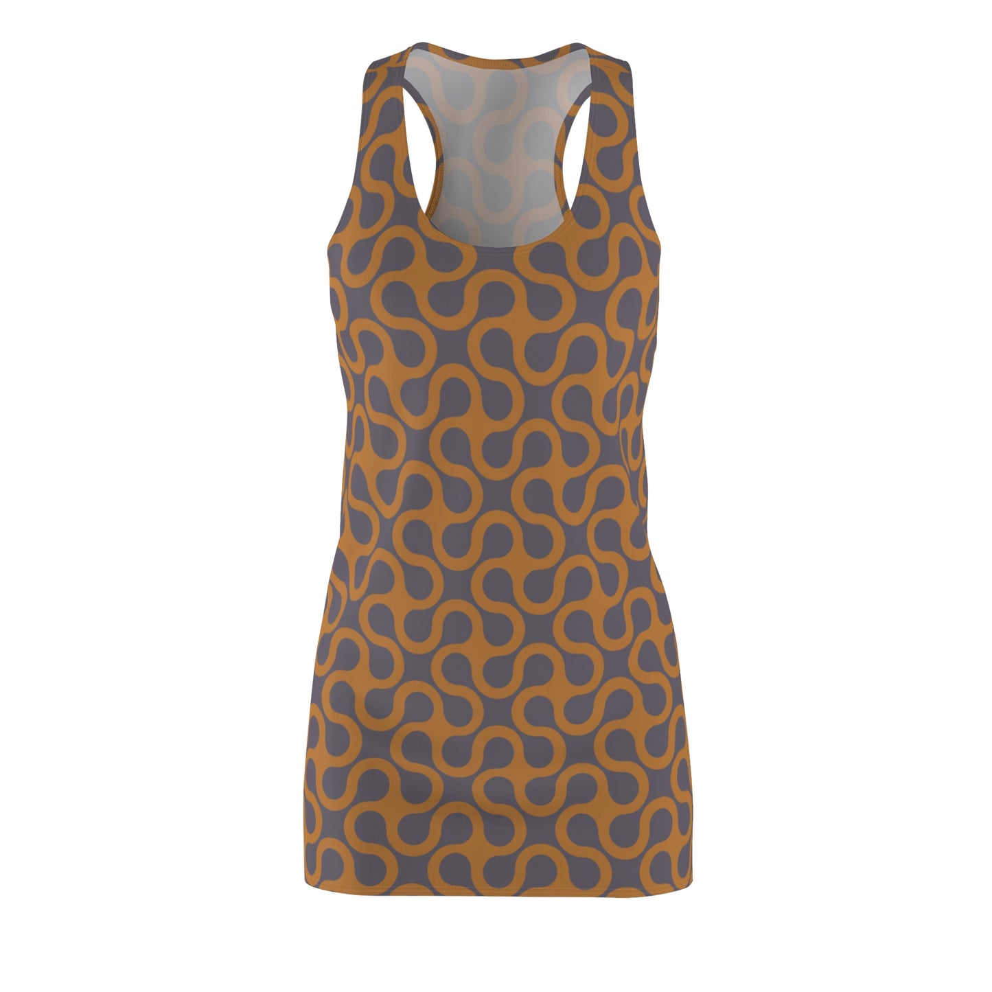 Braunes Damen Kleid Abstrakt Grau Racerback Sommer Casual