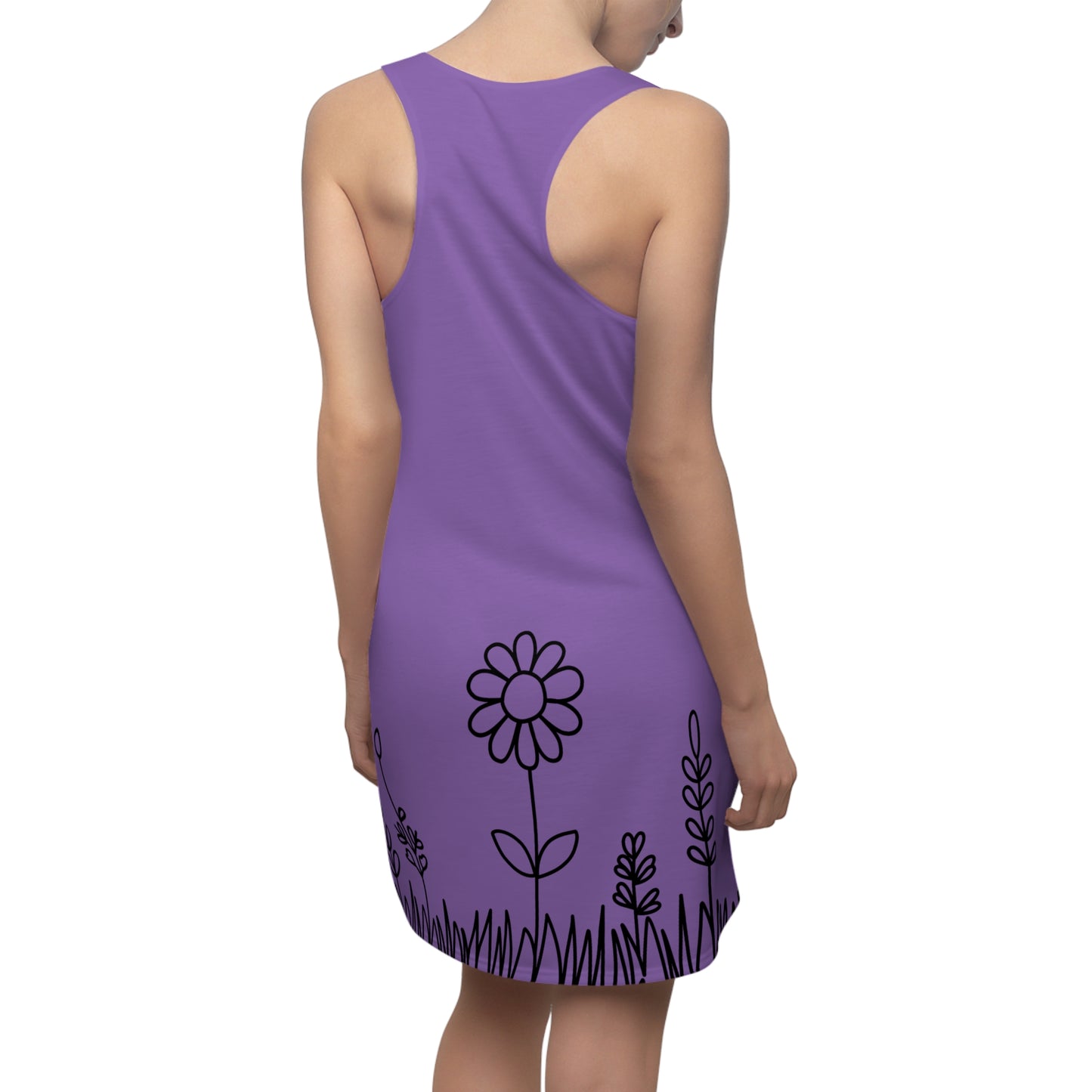 Lila Blumen Racerback Kleid – Bequemes Sommerkleid
