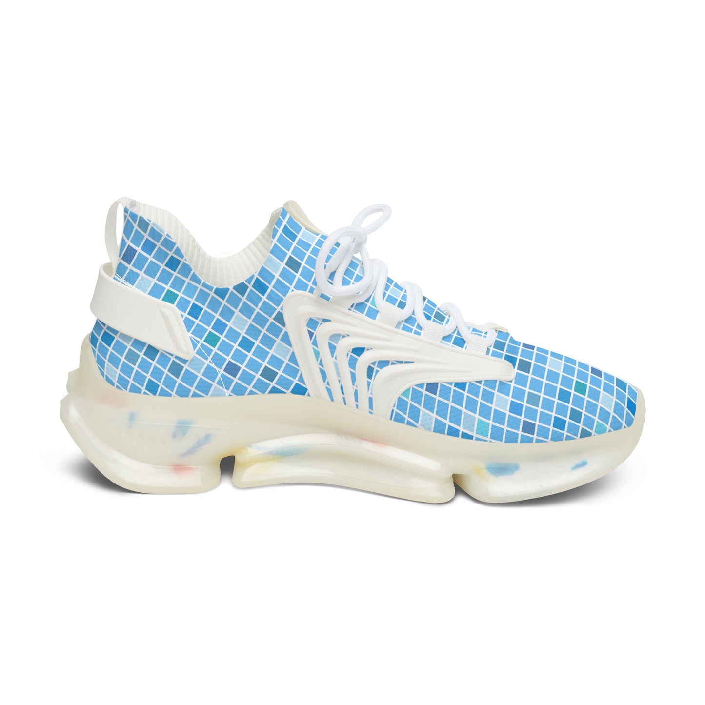 Blaue Damen Sneaker – Trendige Sportschuhe mit modernem Karomuster