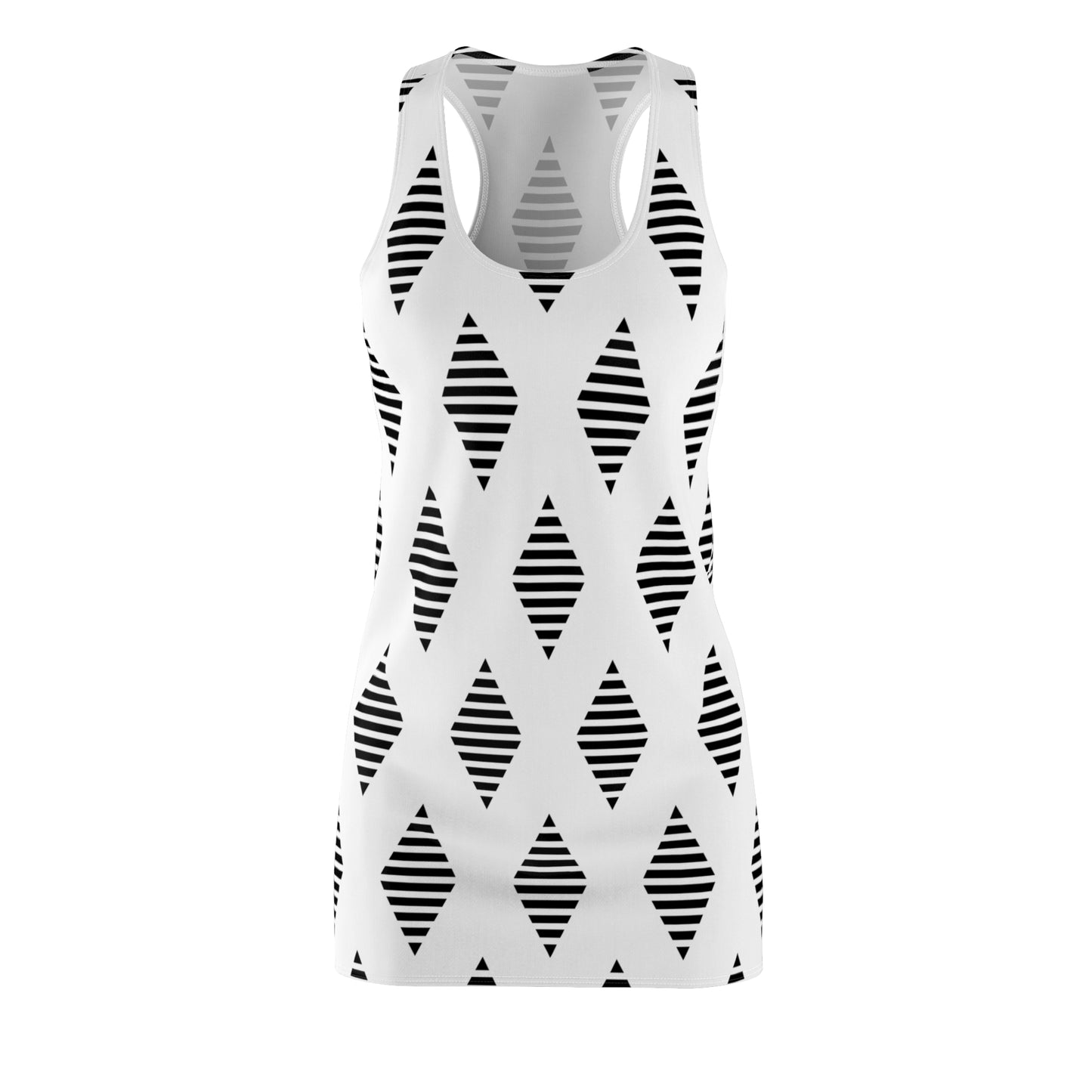 Geometrie Racerback Kleid – Schwarz Weiß Sommer Damenmode