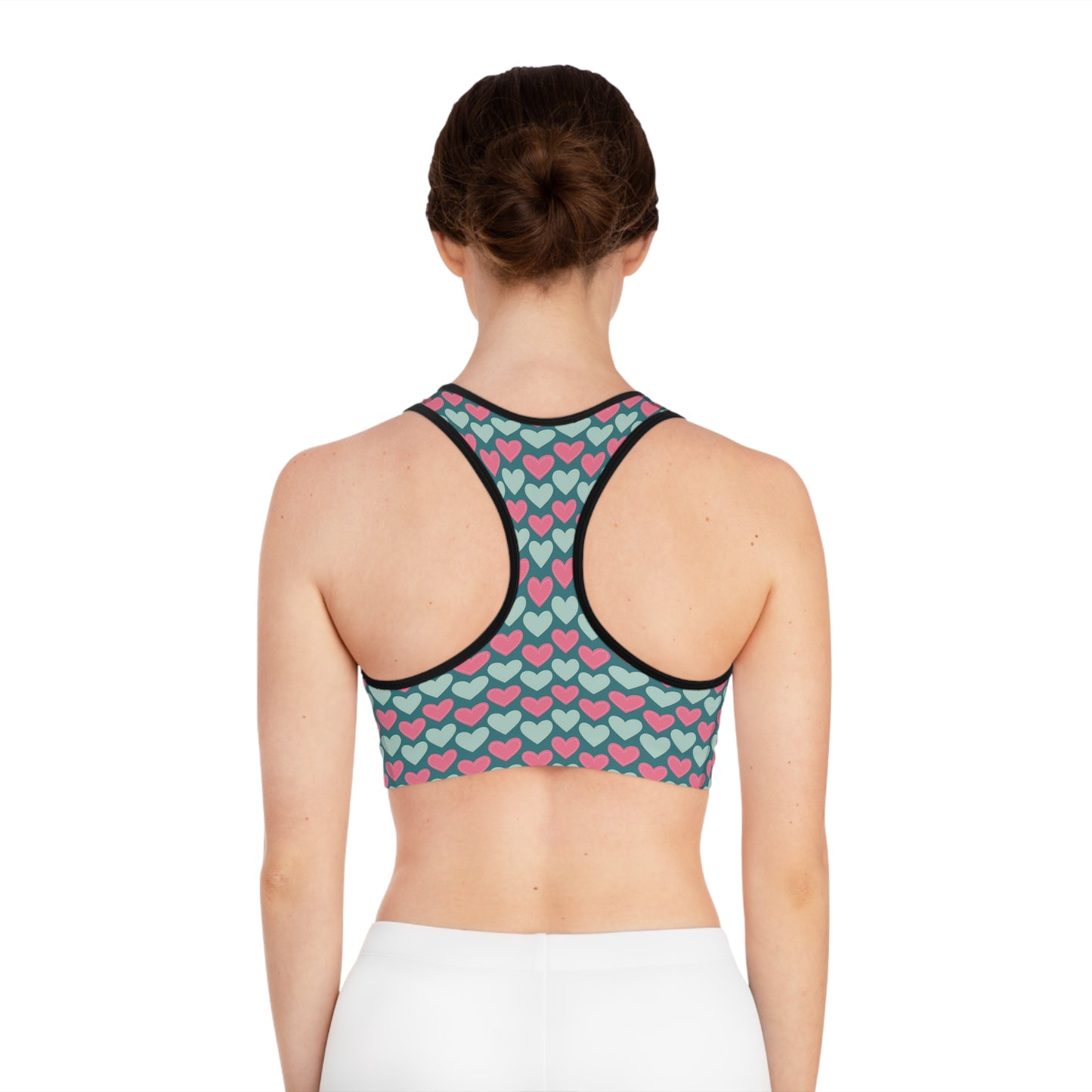 Damen Sport BH Herz Muster Atmungsaktiv Fitness Yoga Lauf Top