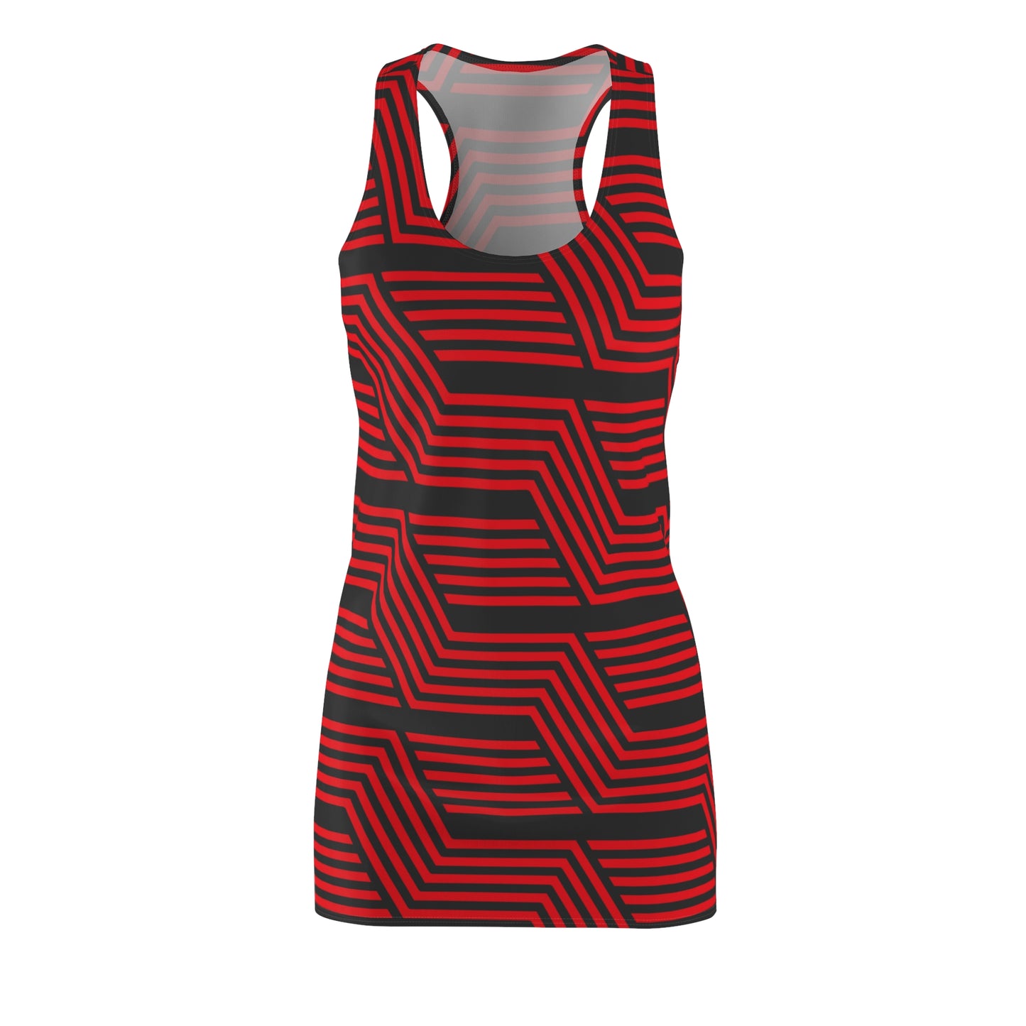 Schwarz Rot Geometrie Racerback Kleid – Modernes Sommerkleid