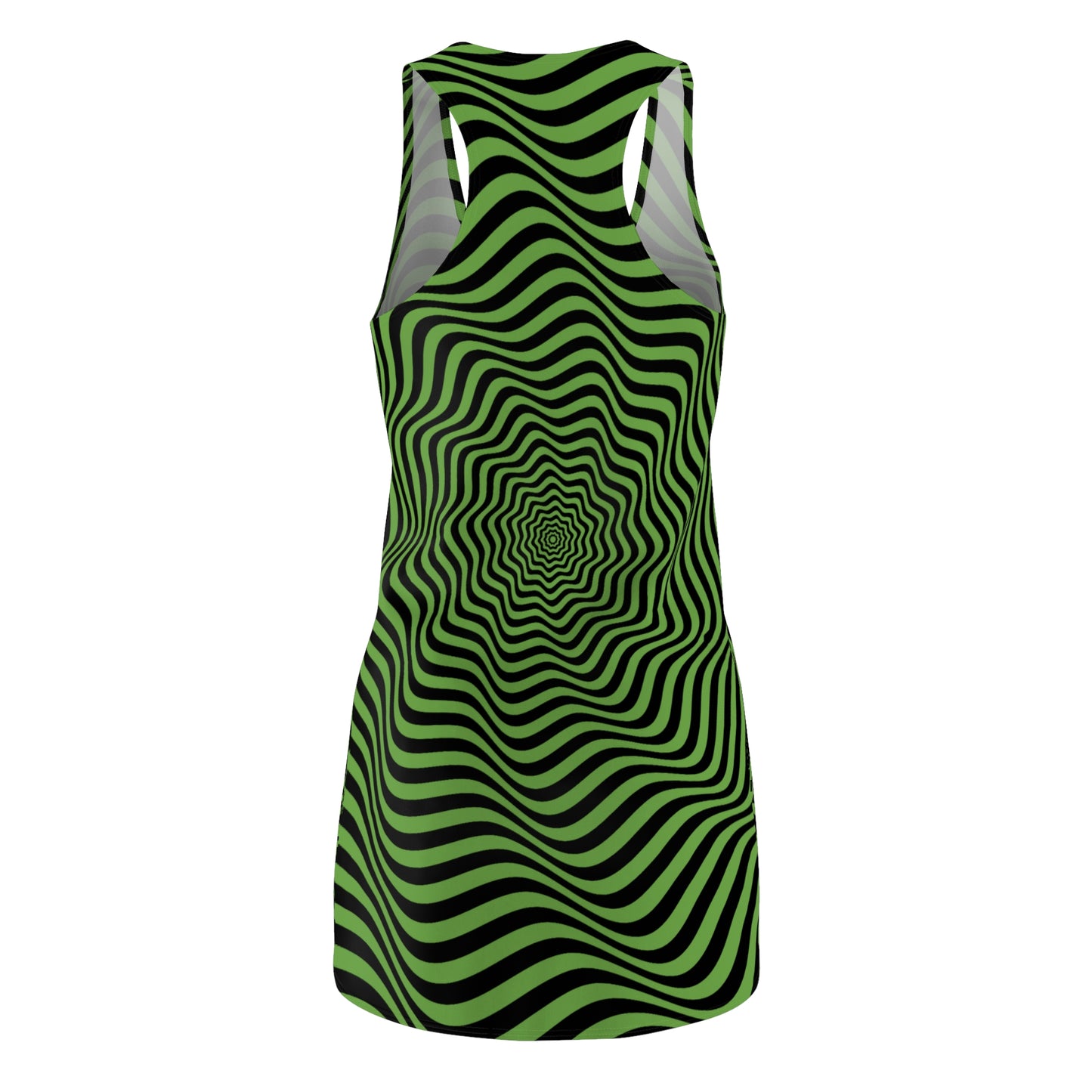 Optical Illusion Racerback Kleid – Schwarz Grün Design