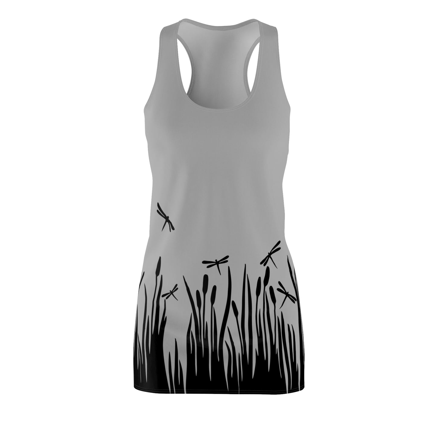 Graues Damen Kleid Libellen Design Racerback Sommer Freizeit Party