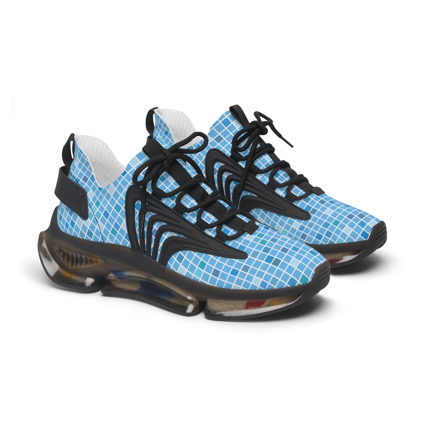 Blaue Damen Sneaker – Trendige Sportschuhe mit modernem Karomuster