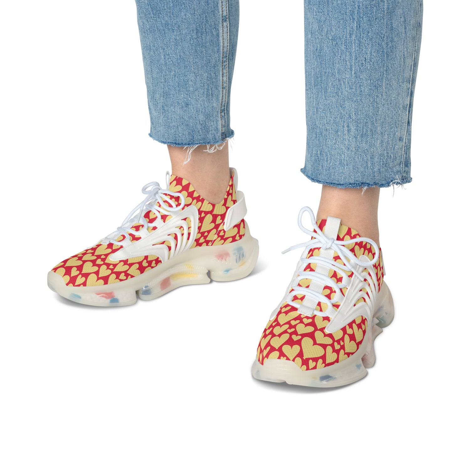 Damen Sneaker mit Herzmuster – Stylische Sportschuhe