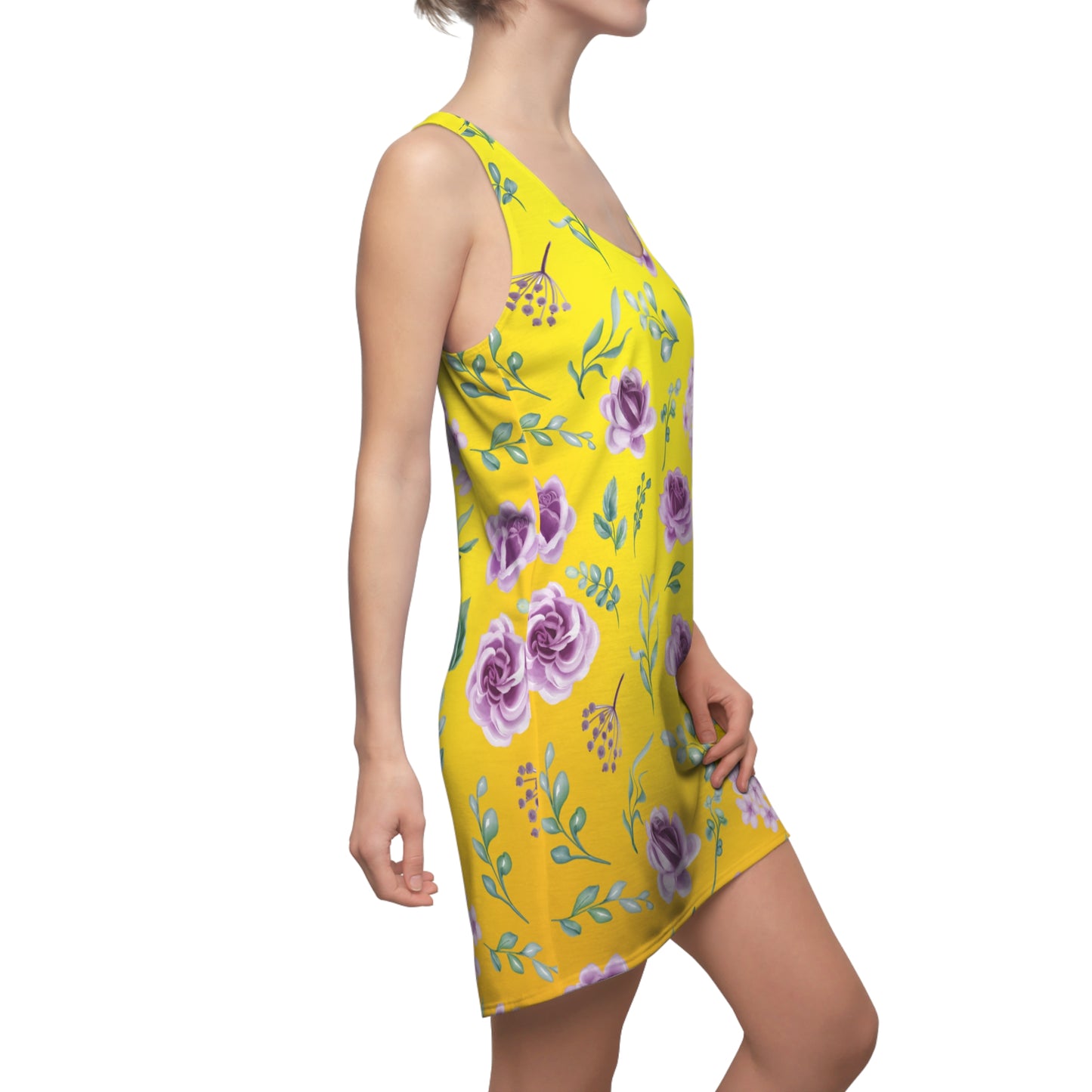 Gelb Floral Racerback Kleid – Leichtes Sommerkleid