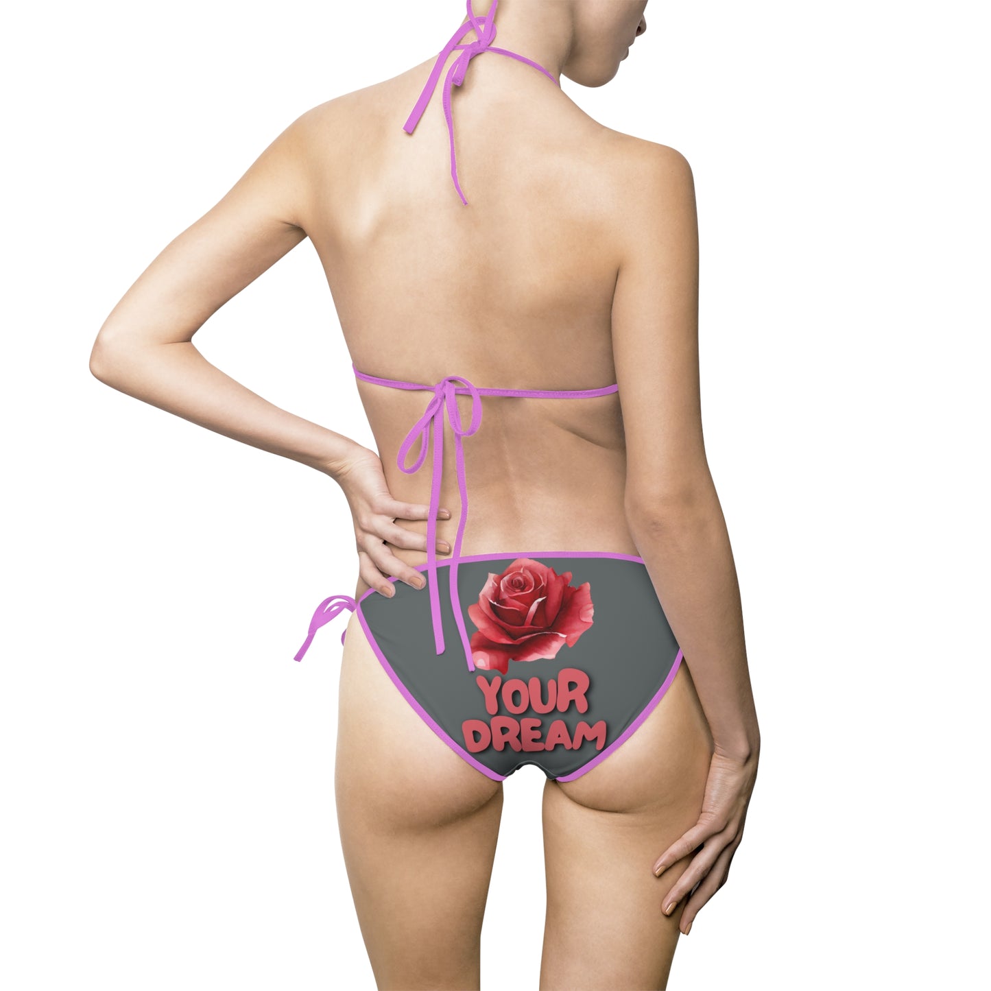 Damen Bikini YOUR DREAM Rosenmotiv Sommermode Strand grau