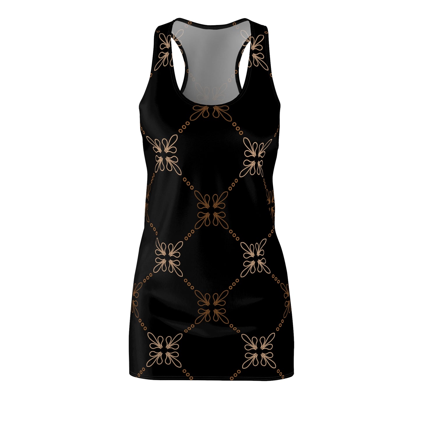 Schwarz Beige  Floral Racerback Kleid – Elegantes Sommerkleid