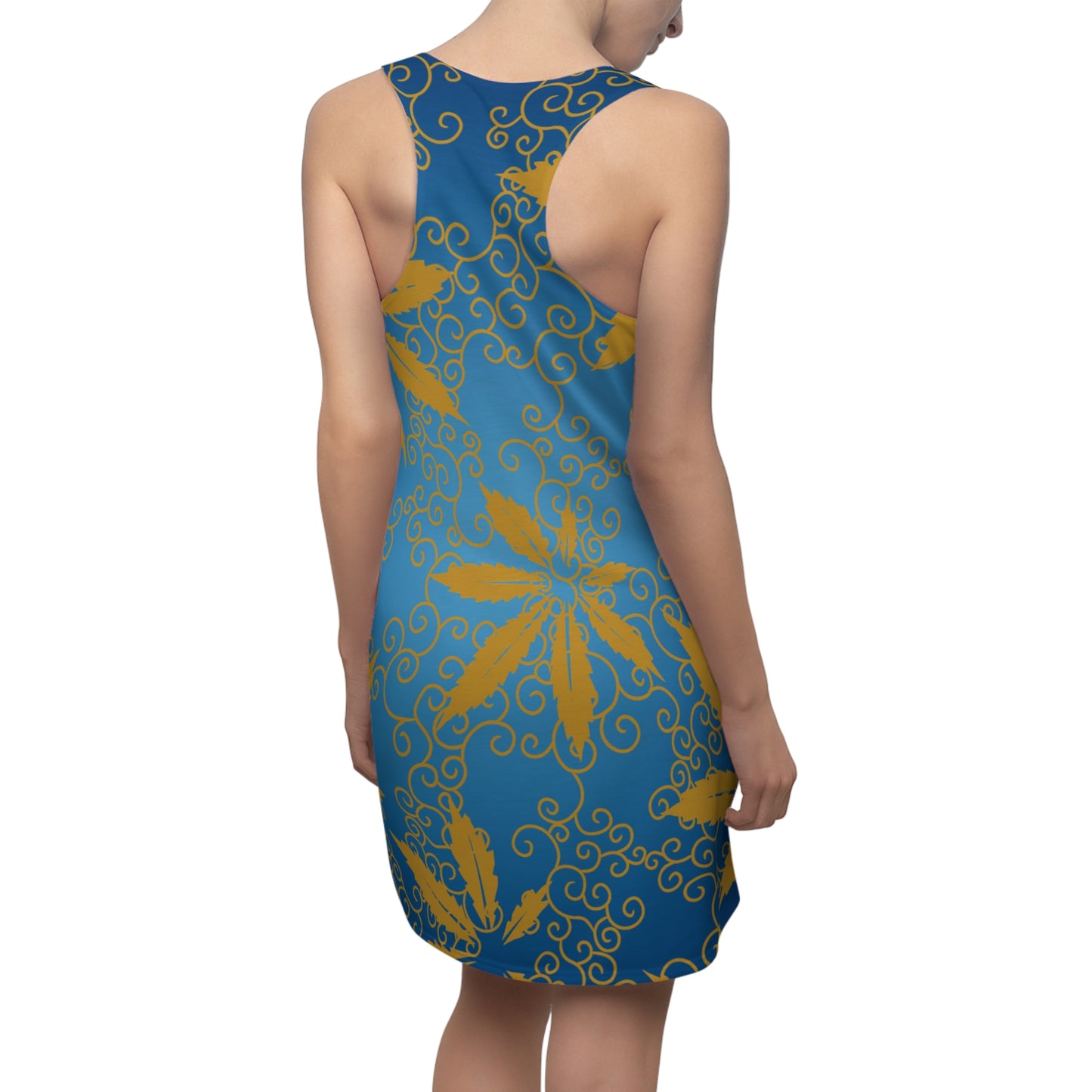 Sommerkleid Damen Racerback – Marihuana Print Party Outfit Freizeitkleid