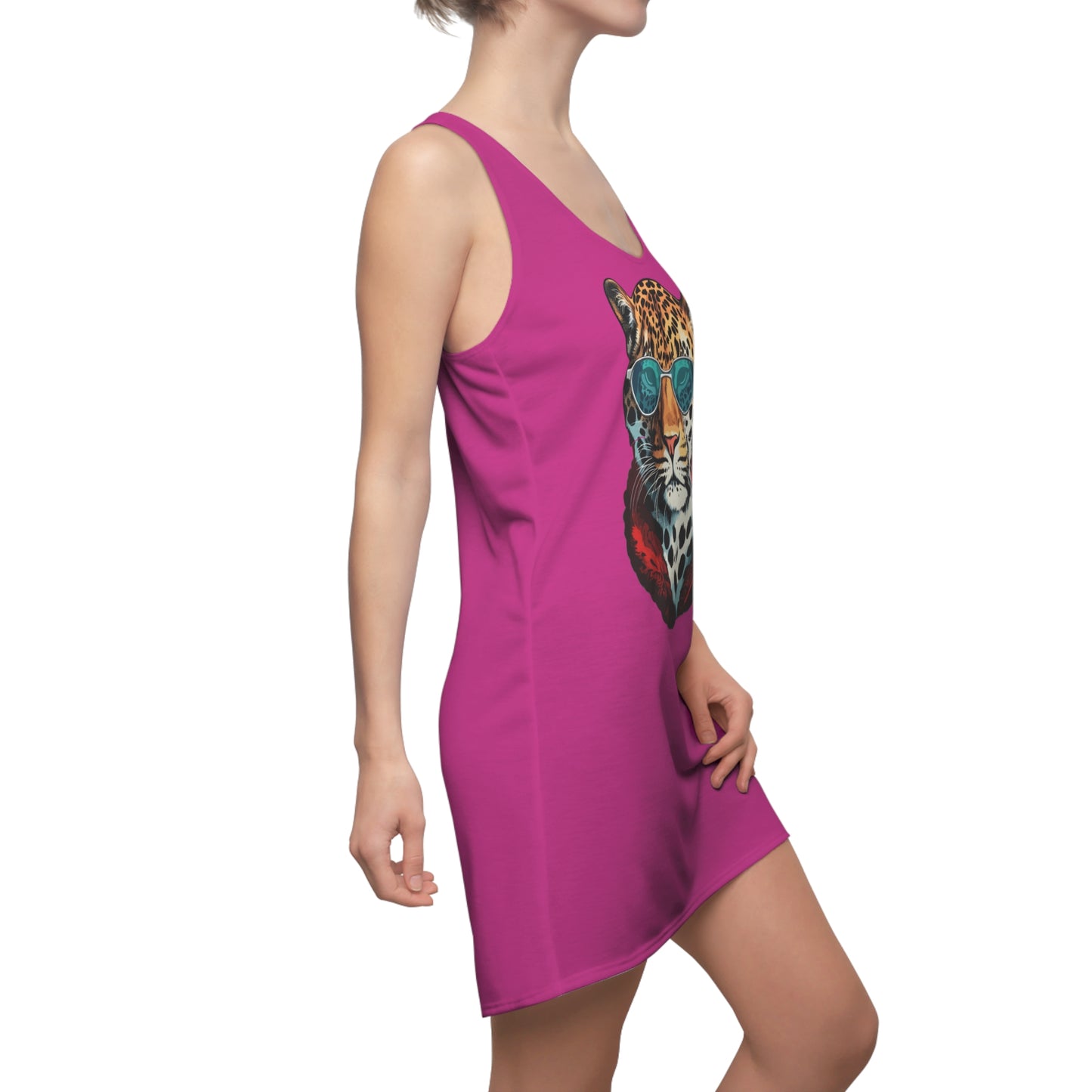 Pinkes Leopard Sonnenbrille Racerback Kleid – Cooles Sommerkleid