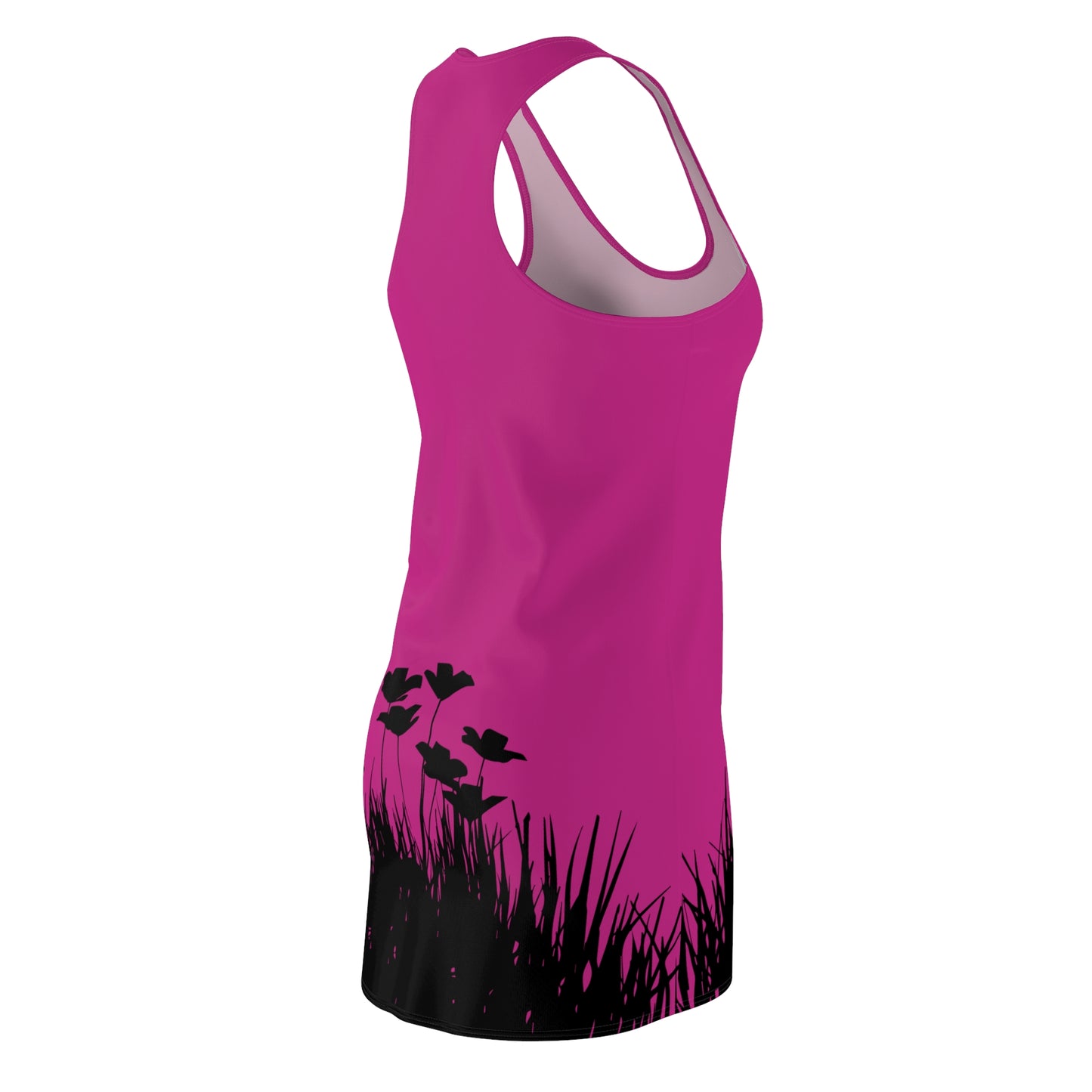 Pink Racerback Damenkleid – Botanisches Sommerkleid, Freizeitkleid