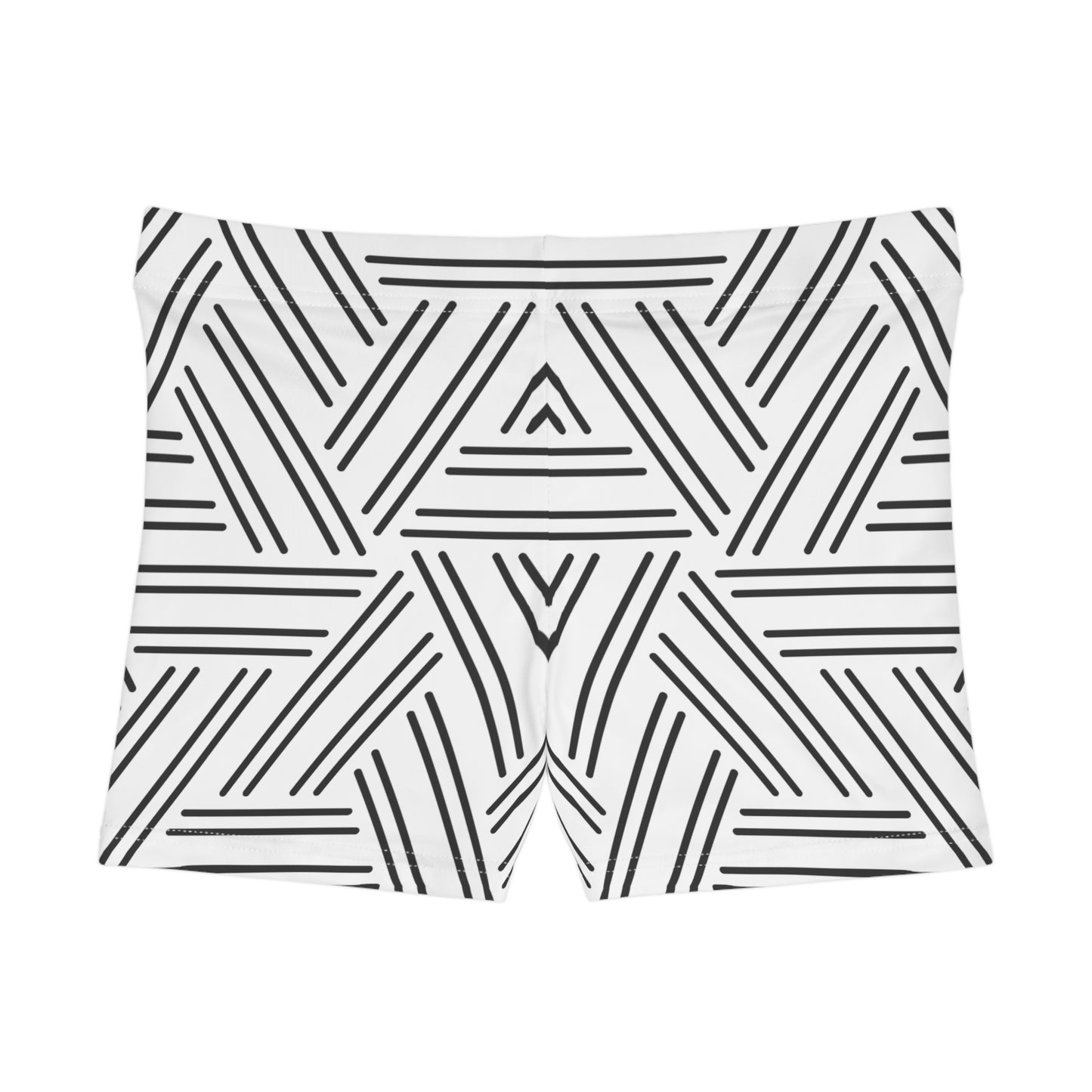 Damen Shorts Weiss Schwarz Geometrie Streifen Sportlich Stylisch