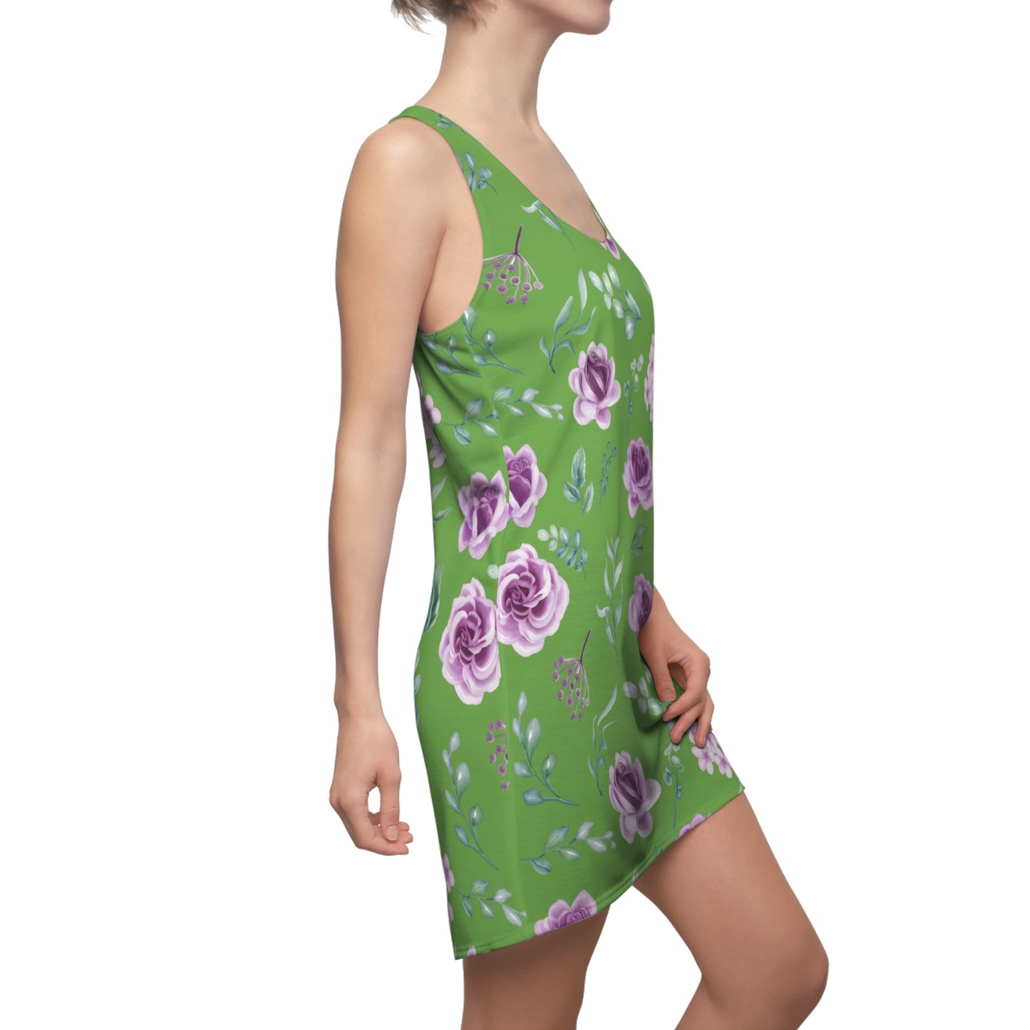 Grün Floral Racerback Kleid – Blumenkleid Sommer Damen