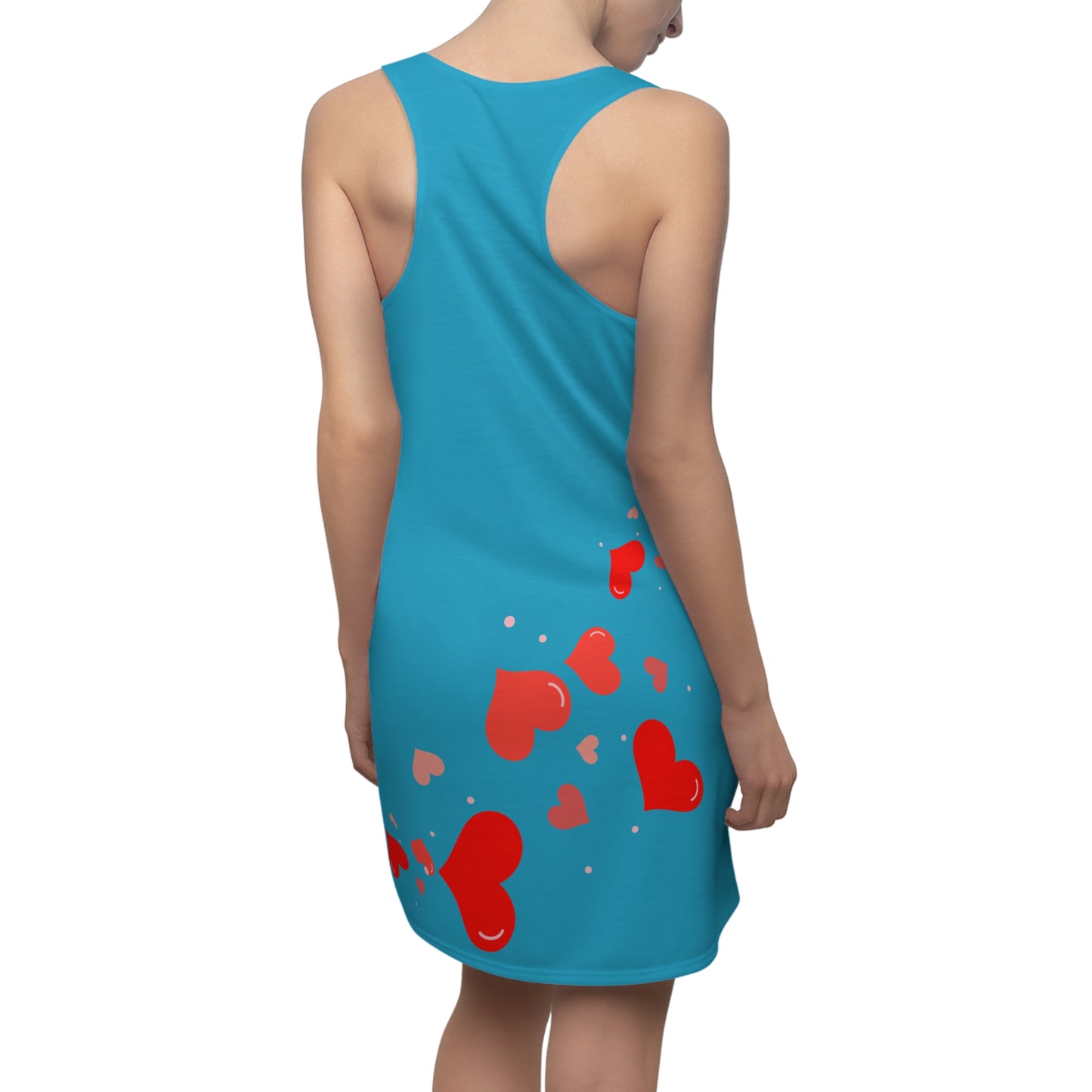 Türkis Herz Racerback Kleid – Elegantes Valentinstag Outfit