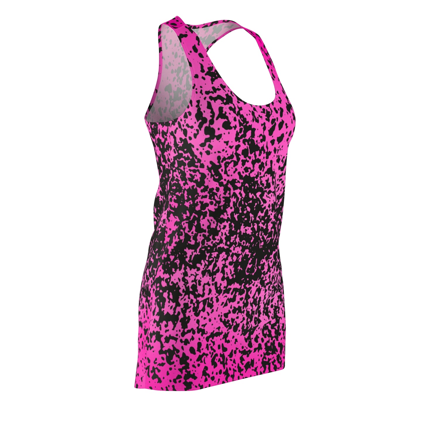 Racerback Damenkleid Sommer – Pinker Farbverlauf mit abstraktem Muster