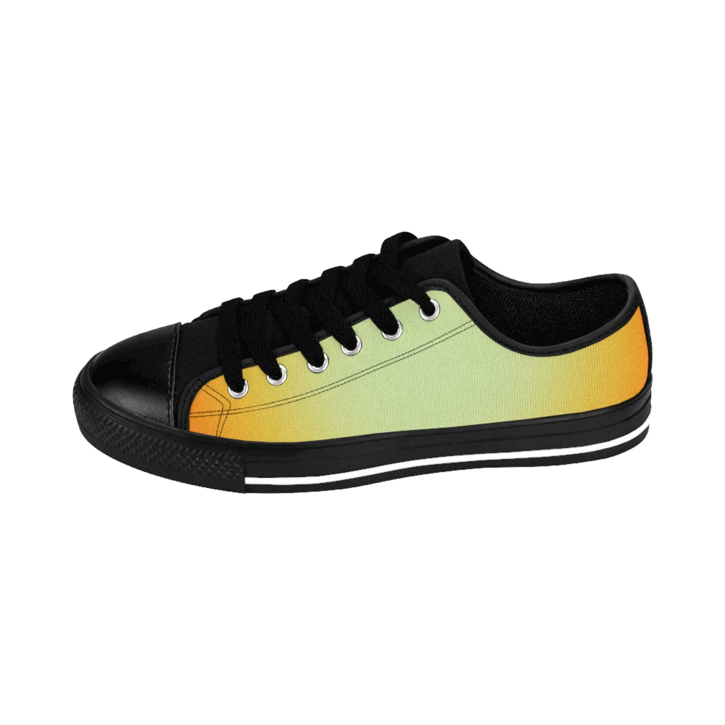 Gradient Yellow Green Canvas Sneakers Women Casual Lace-Up Shoes