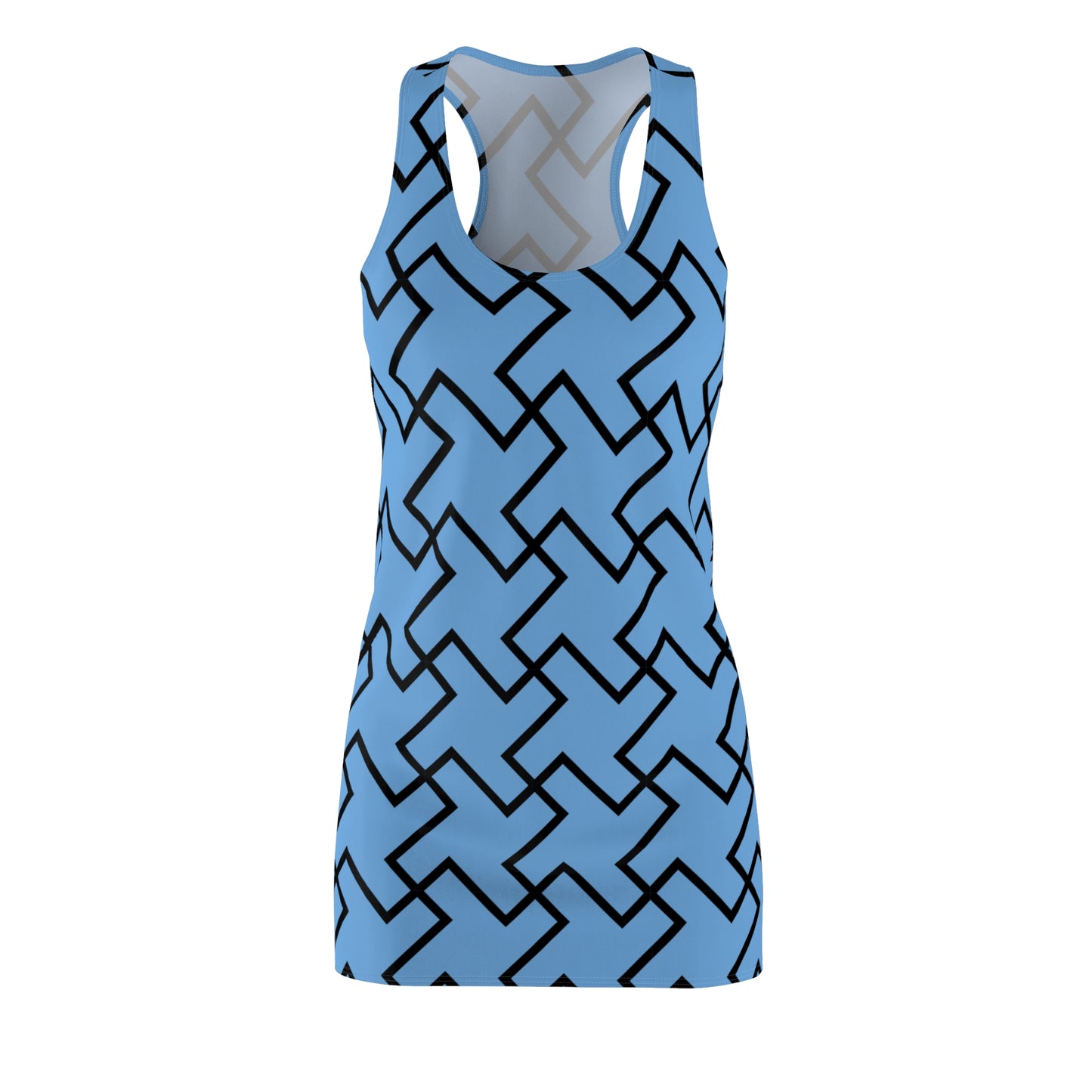 Hellblaues Geometrie Racerback Kleid – Modern & Bequem