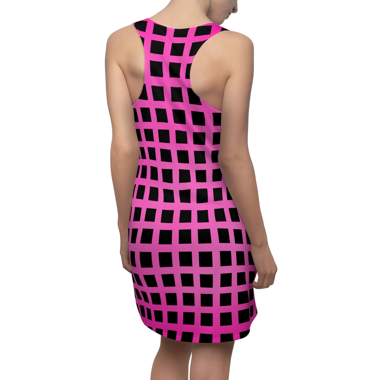Racerback Kleid mit Pinkem Farbverlauf & grafischem Karomuster