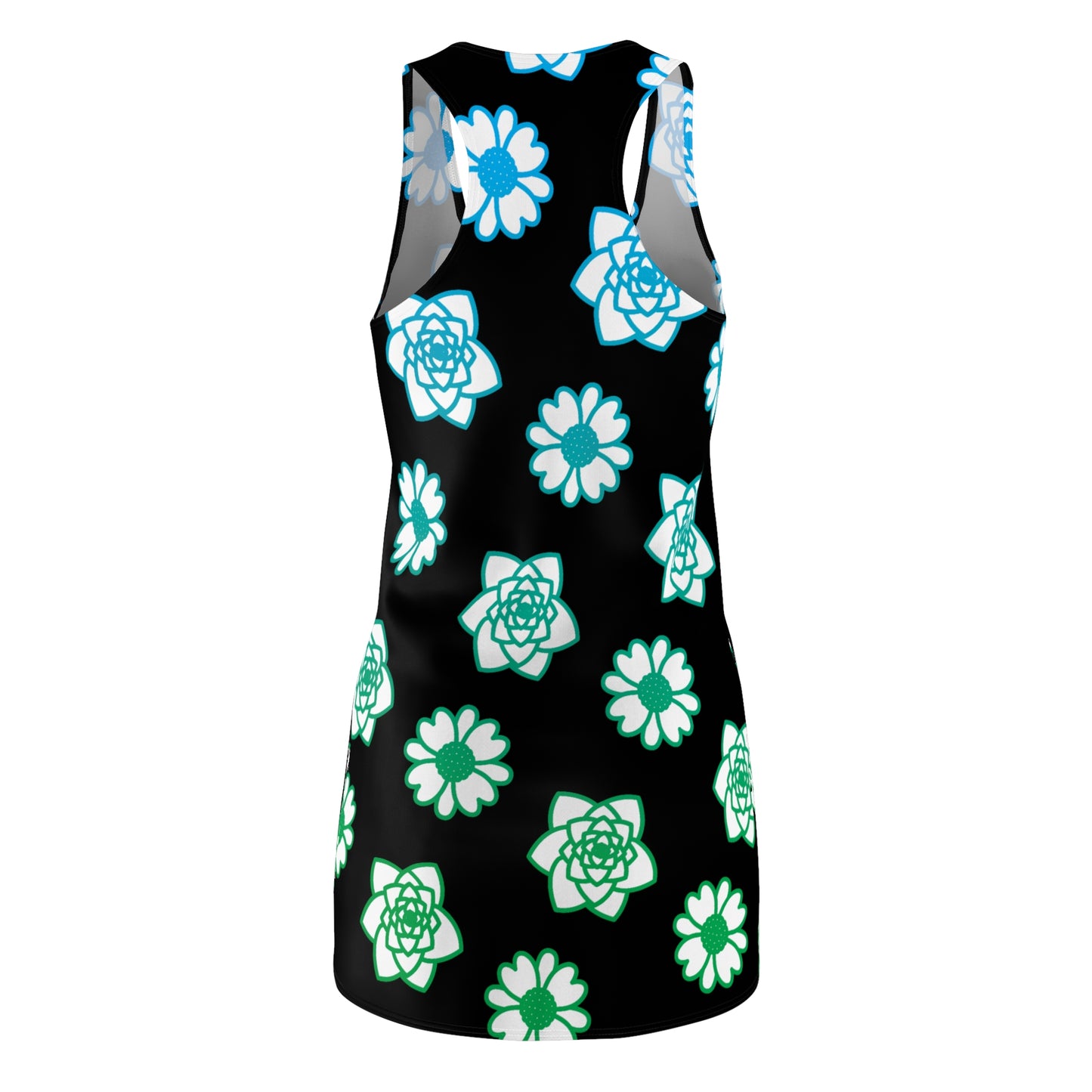 Racerback Kleid Schwarz mit grünem Blumenmuster Sommerlook