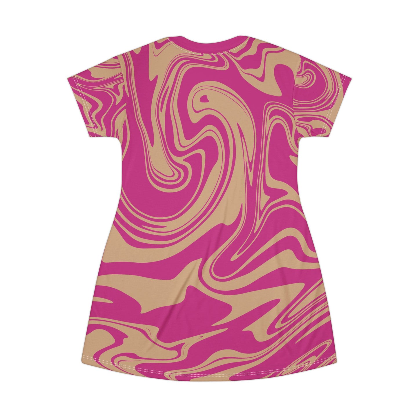 Pinkes Damen Kleid Marmor Print T-Shirt Sommer Casual Elegant