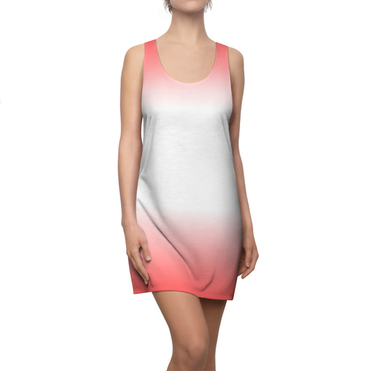 Racerback Kleid Damen Farbverlauf Rosa Weiß Sommer