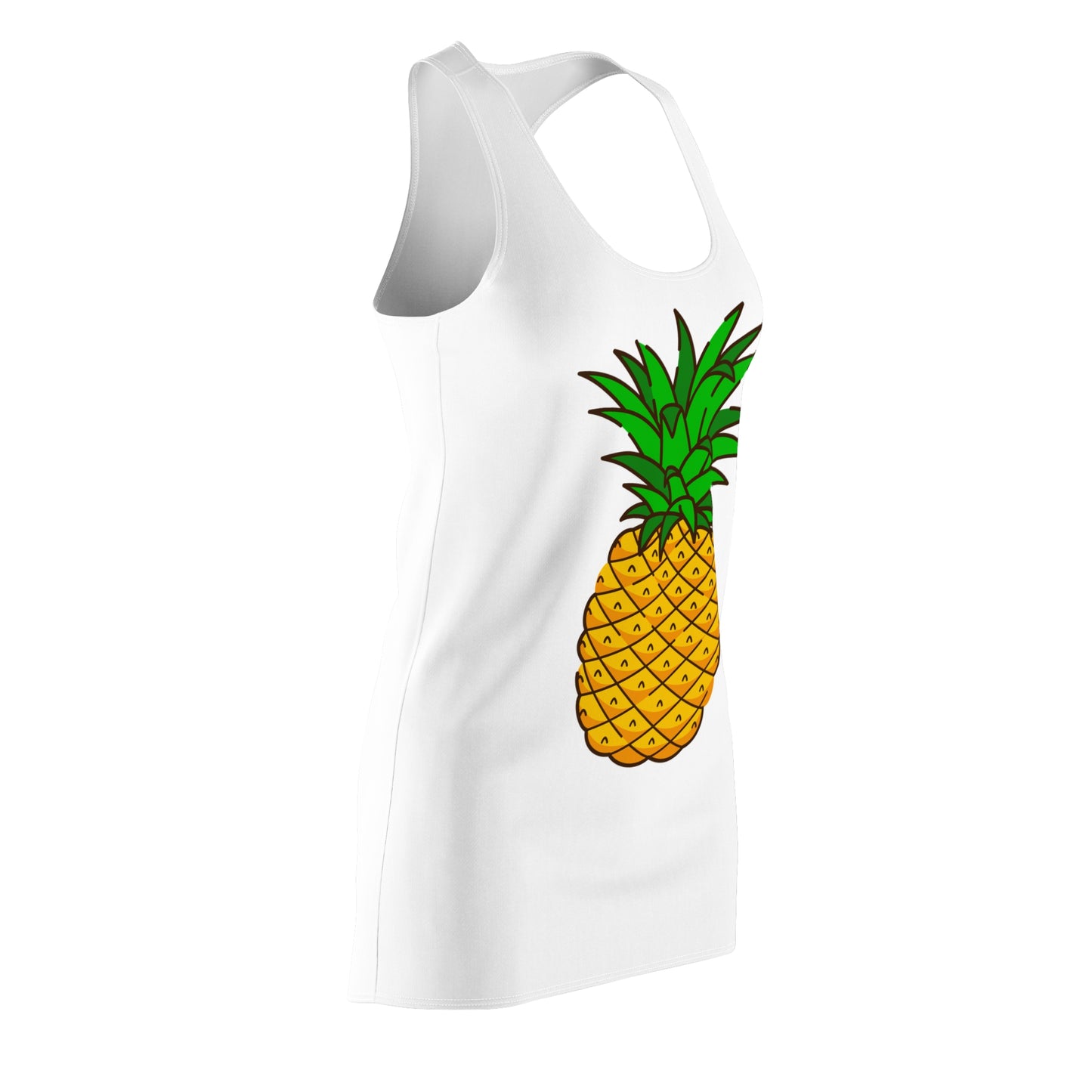 Ananas Print Racerback Kleid Damen – Sommerkleid ärmellos, Strandkleid, Freizeitkleid, Tropisches Kleid für Urlaub & Strandtage