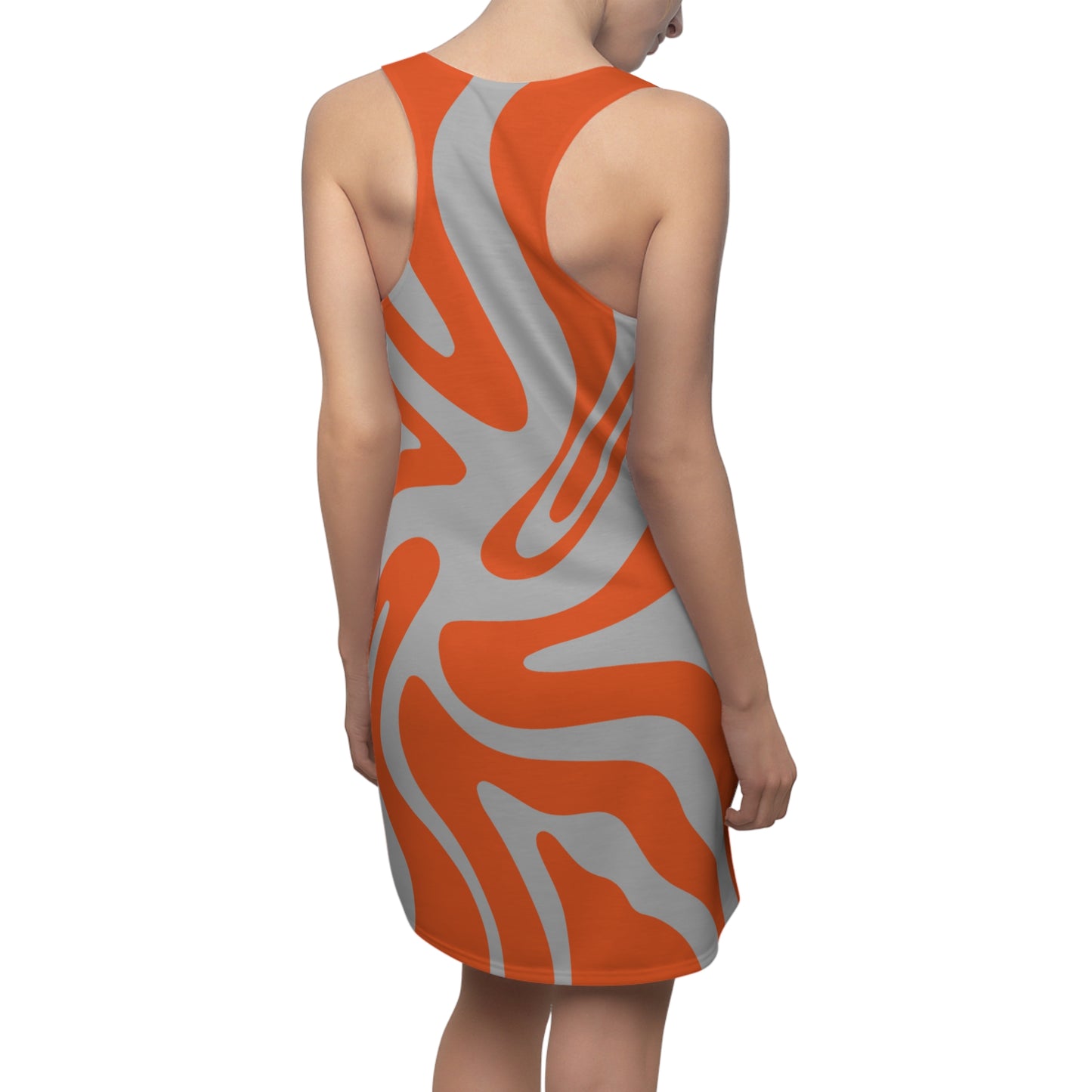 Graues Damen Kleid Swirl Muster Racerback Sommer Bohemian Beach