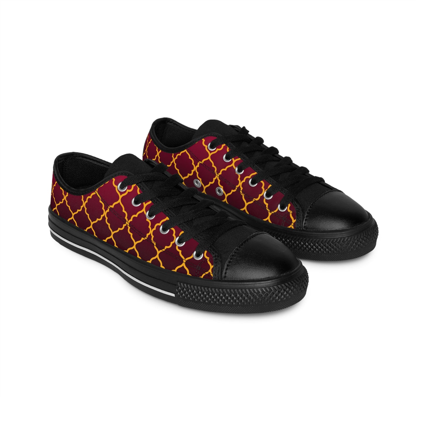 Damen Sneaker Bordeaux Gold Muster Canvas Freizeit Schuhe Low