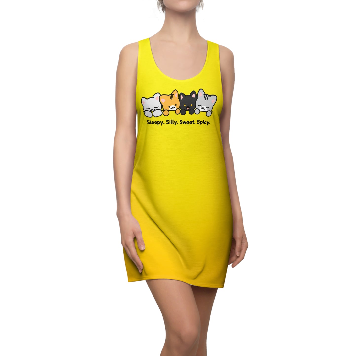 Racerback Kleid mit Katzenmotiv – verspielt, modern & bequem