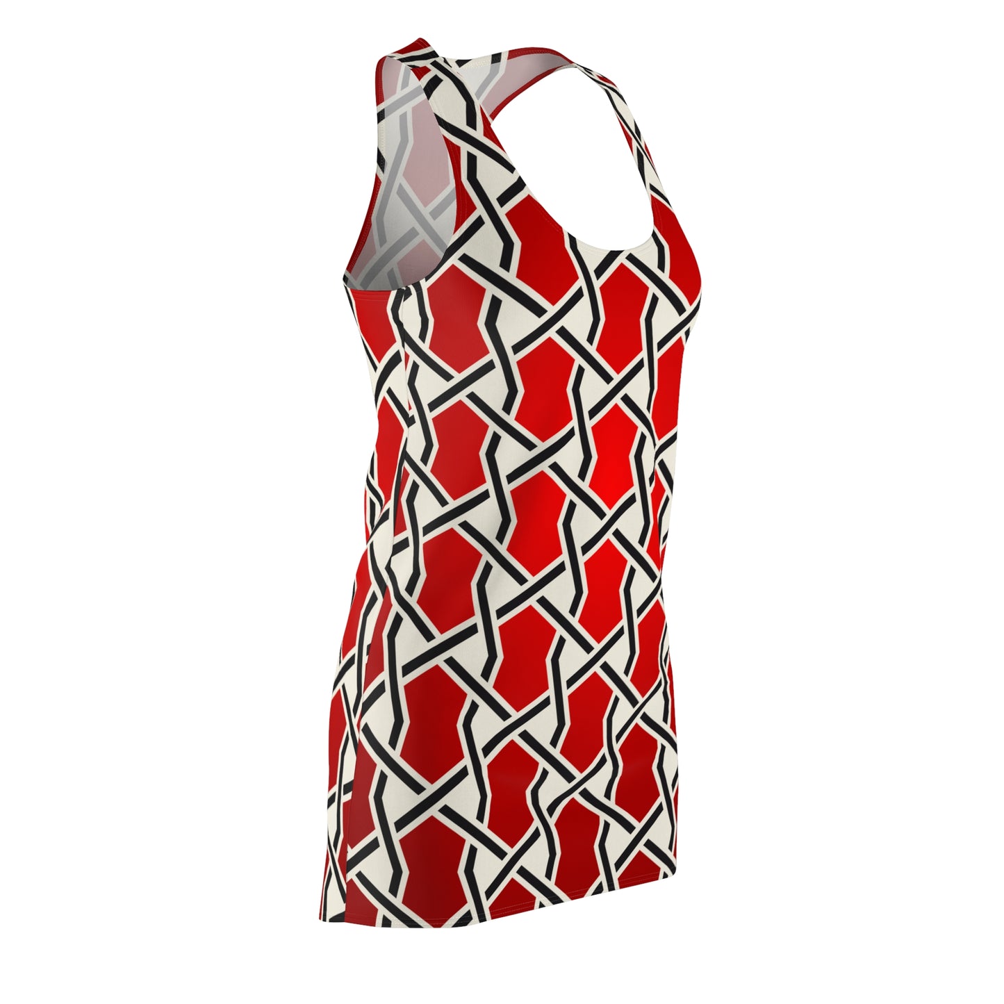 Rotes Racerback Kleid mit geometrischem Muster & sanftem Farbverlauf