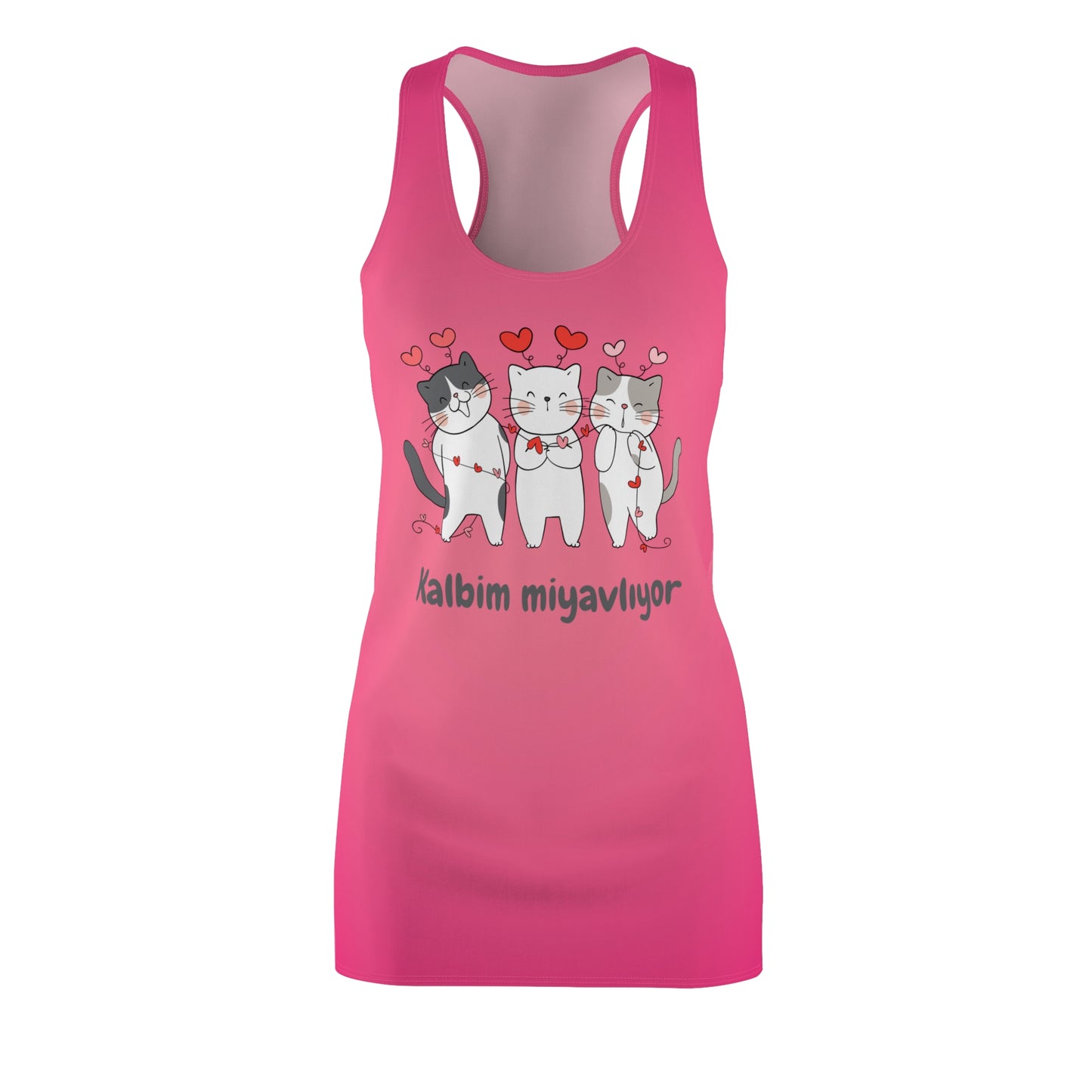 Pinkes Racerback Kleid – Verspieltes Sommerkleid mit Katzenmotiv