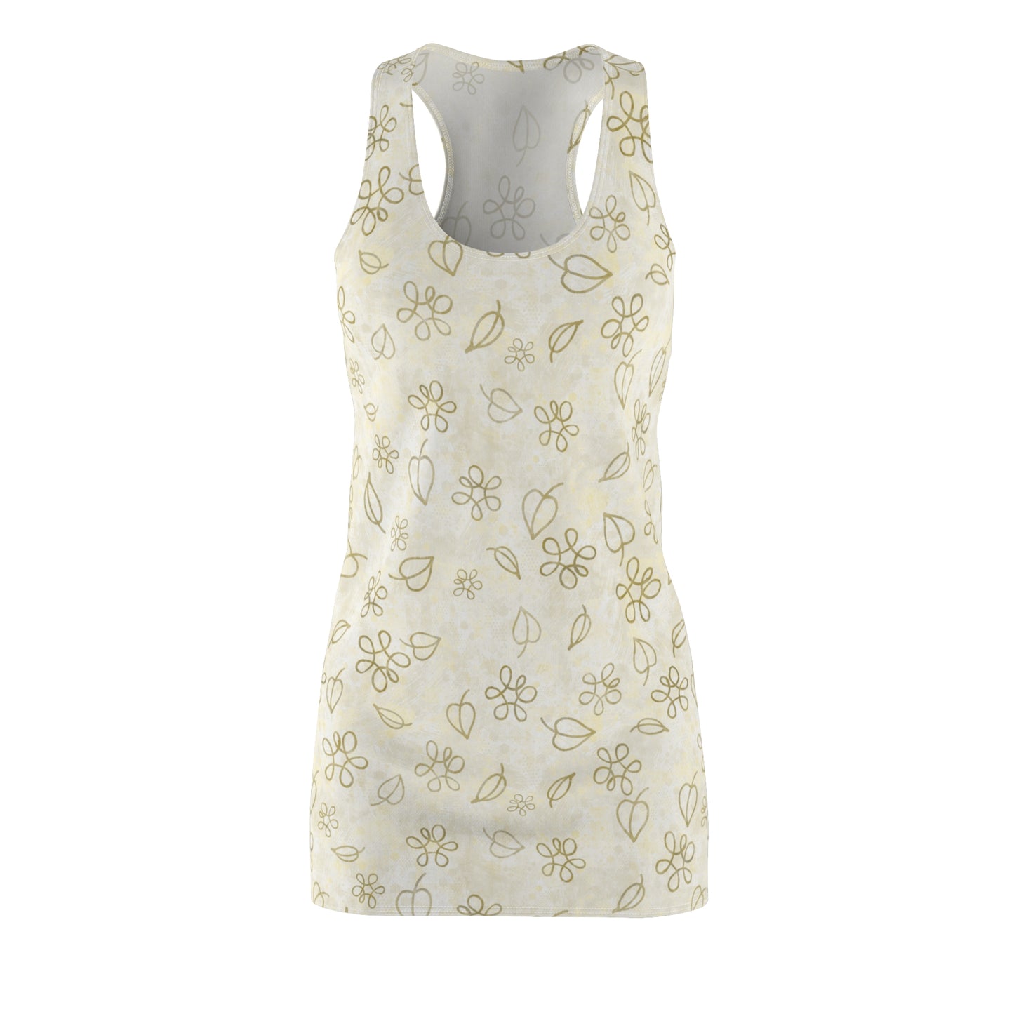 Elegantes beiges Racerback Kleid mit floralem Blätter-Print