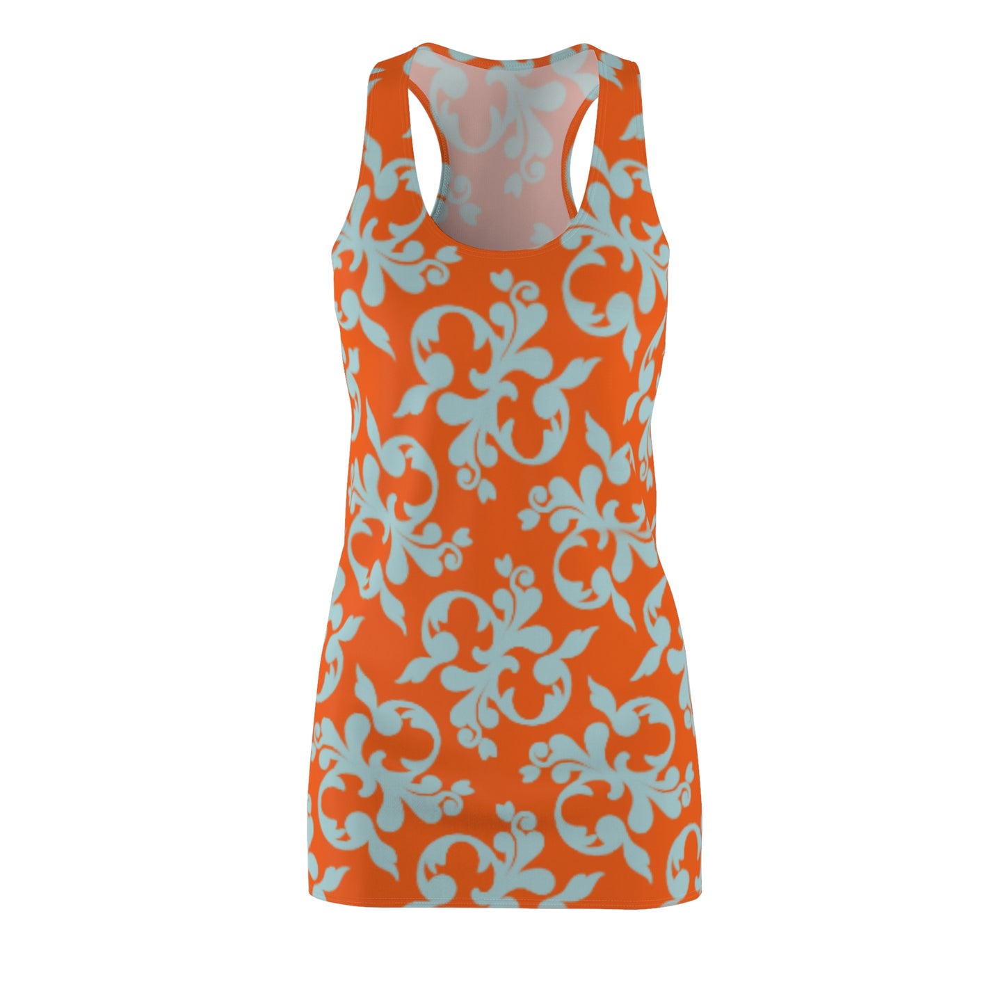 Orange Türkis Floral Racerback Kleid – Sommer Damenmode