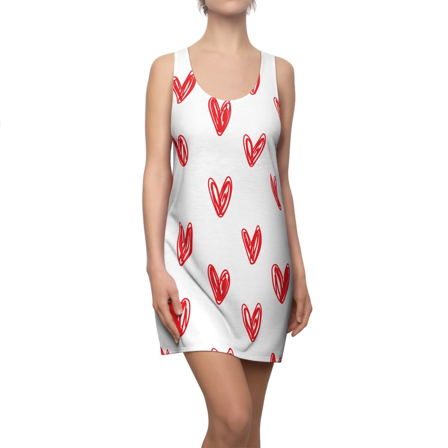 Herz Print Racerback Kleid – Romantisches Sommerkleid