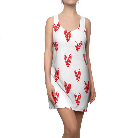 Herz Print Racerback Kleid – Romantisches Sommerkleid