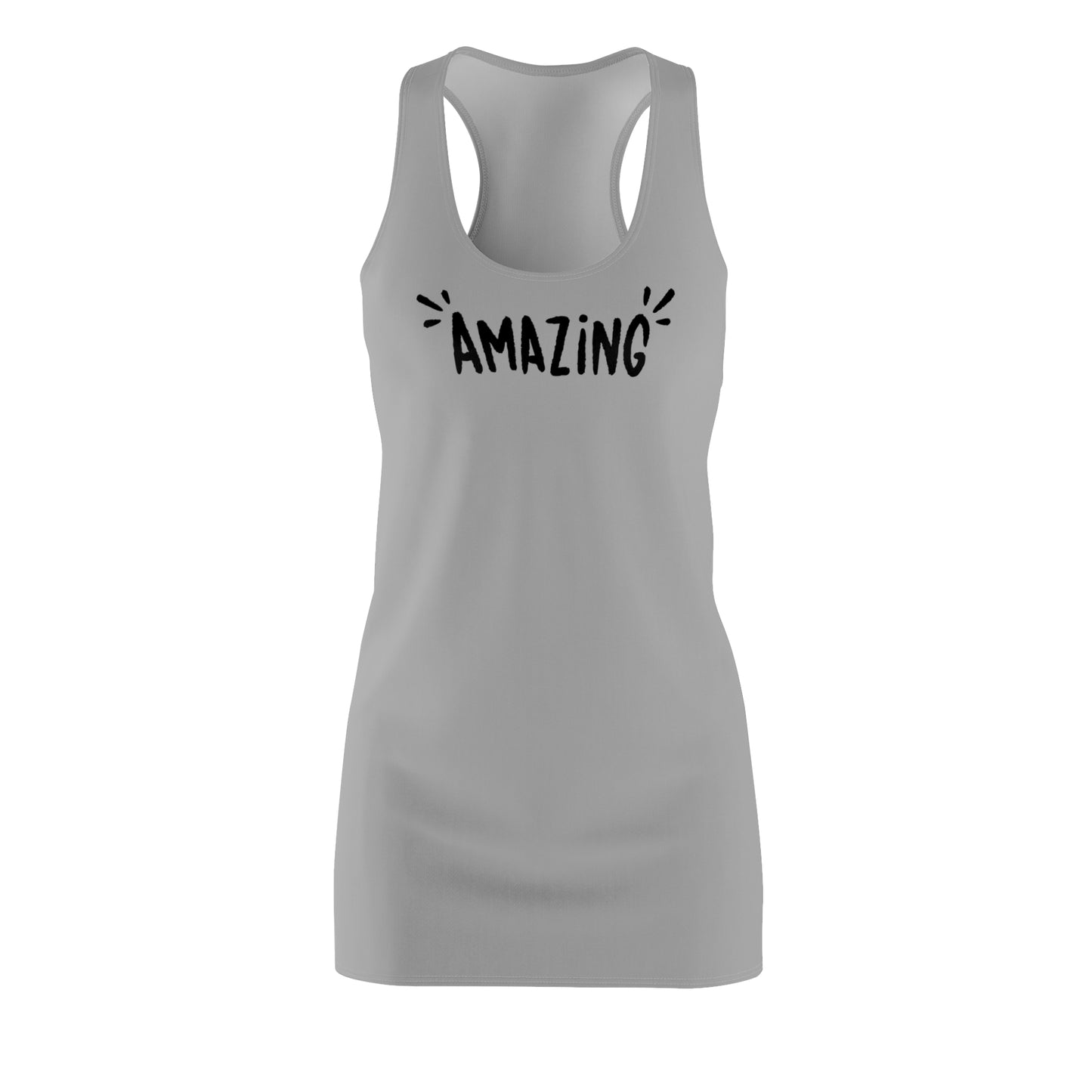 Racerback Damenkleid Sommer – „Amazing“ Statement, modern & lässig grau