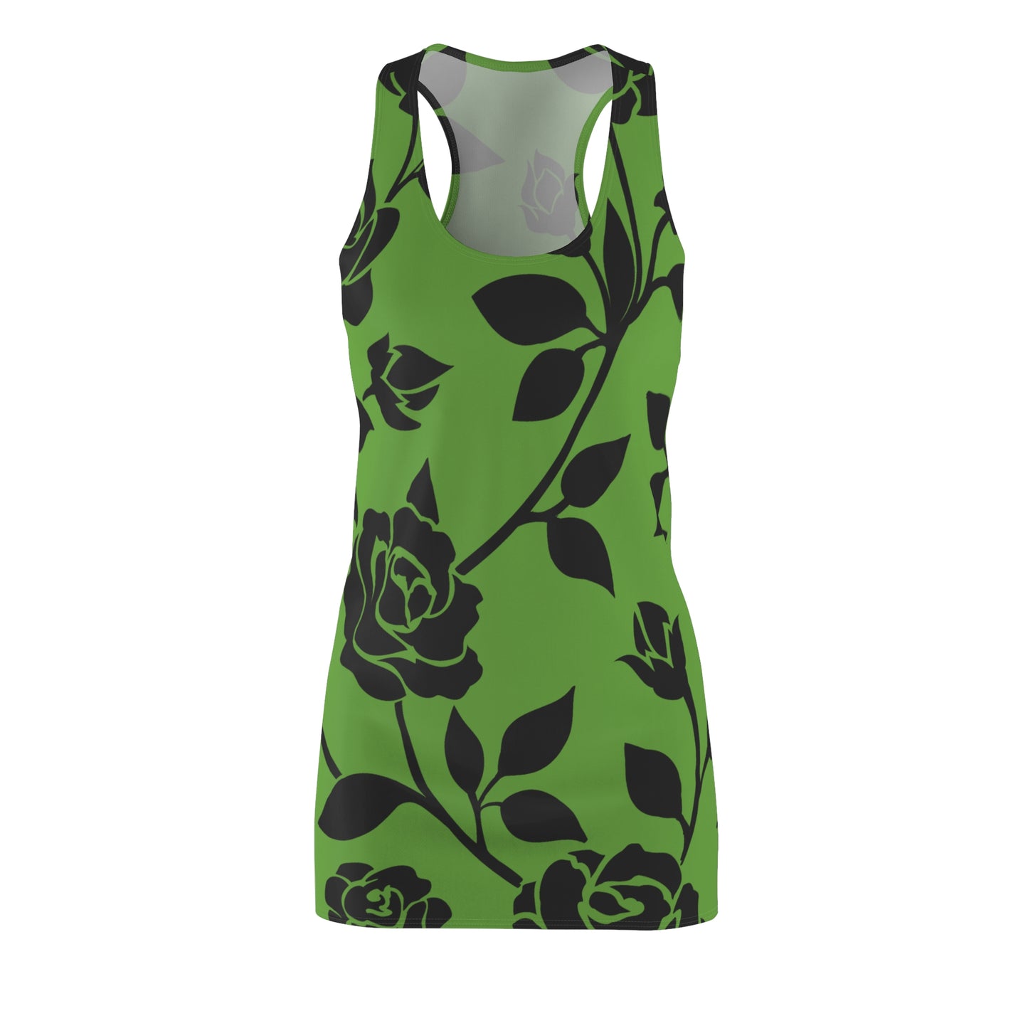 Rosen Racerback Kleid – Elegant Schwarz Grün Design