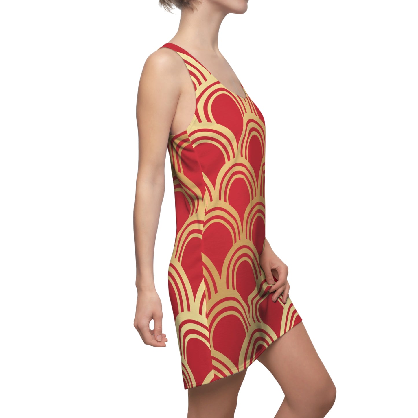 Luxury Racerback Dress mit Art Deco Bogen Muster red