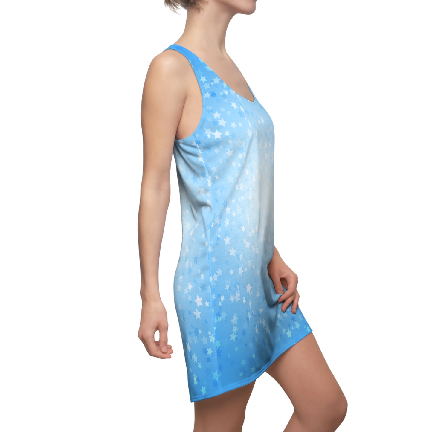 Racerback Kleid Blau mit Sternenmuster – Sommer Mini Dress