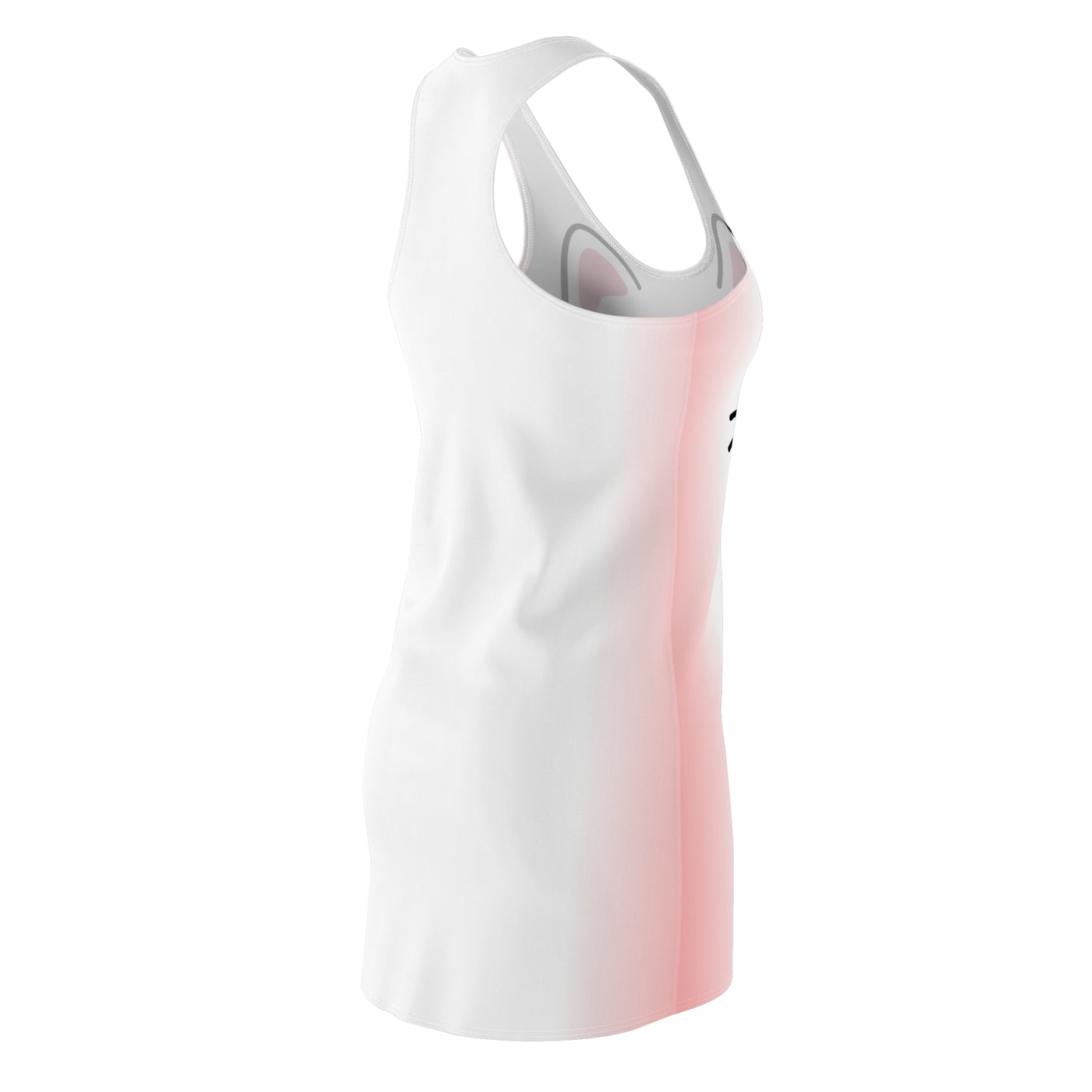 Racerback Kleid mit Cute Katzenmotiv in weiß Farbverlauf