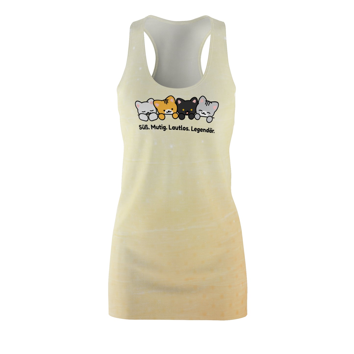 Racerback Kleid mit Farbverlauf – Süßes Katzenmotiv „Legendär“