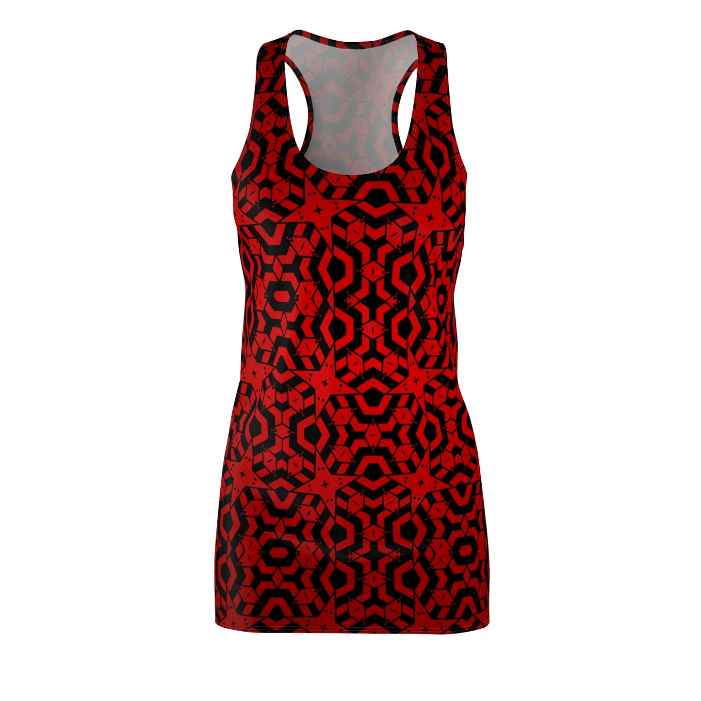Racerback Damen Kleid Rot Modernes Muster Ärmellos Sommerlook