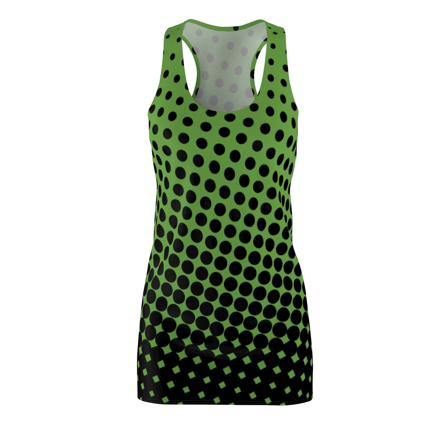 Black Green Polka Dot Racerback – Retro Sleeveless Mini Dress