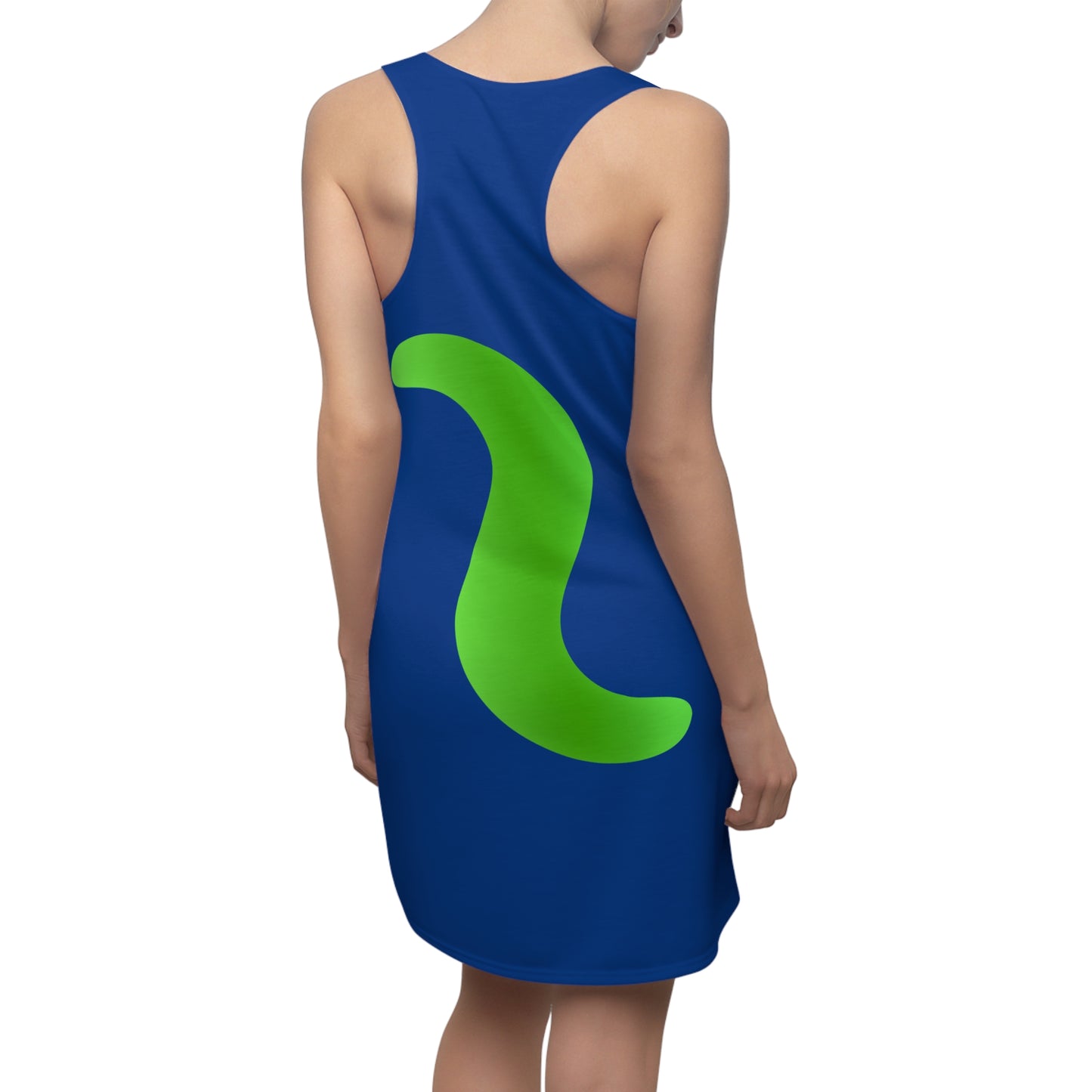 Dunkelblau Grün Abstrakt Racerback Kleid – Stylishes Sommerkleid