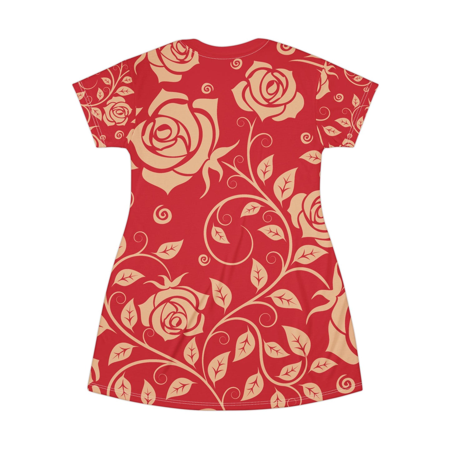 Dunkelroter Damen Kleid Blumen T Shirt Style Sommer Boho Casual