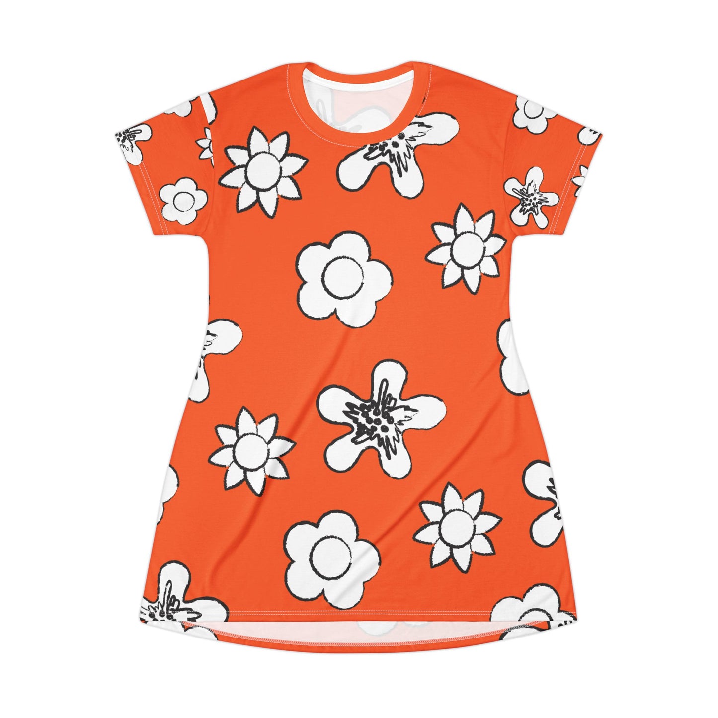 Oranges Damen Kleid Floral T-Shirt Sommer Boho Casual Premium