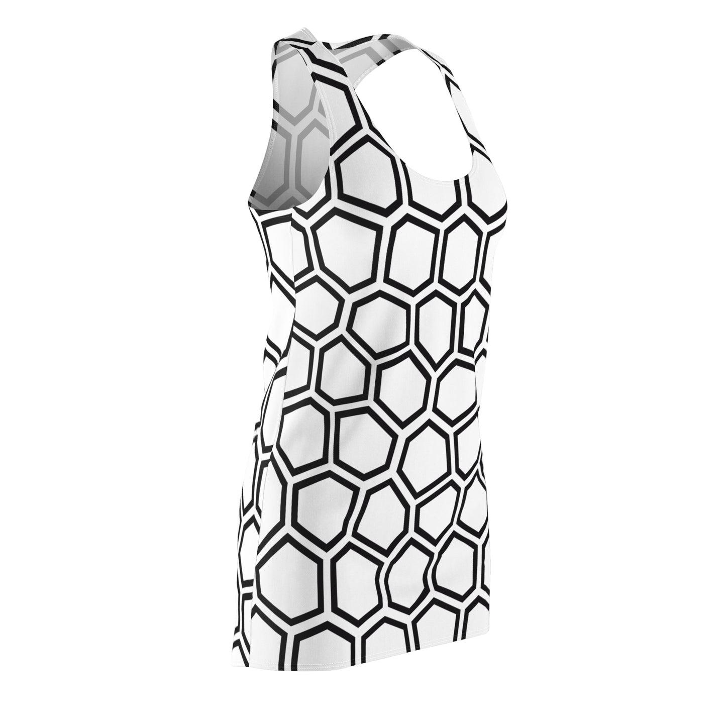 Racerback Kleid Schwarz Weiß Hexagon Muster Damen Sommer